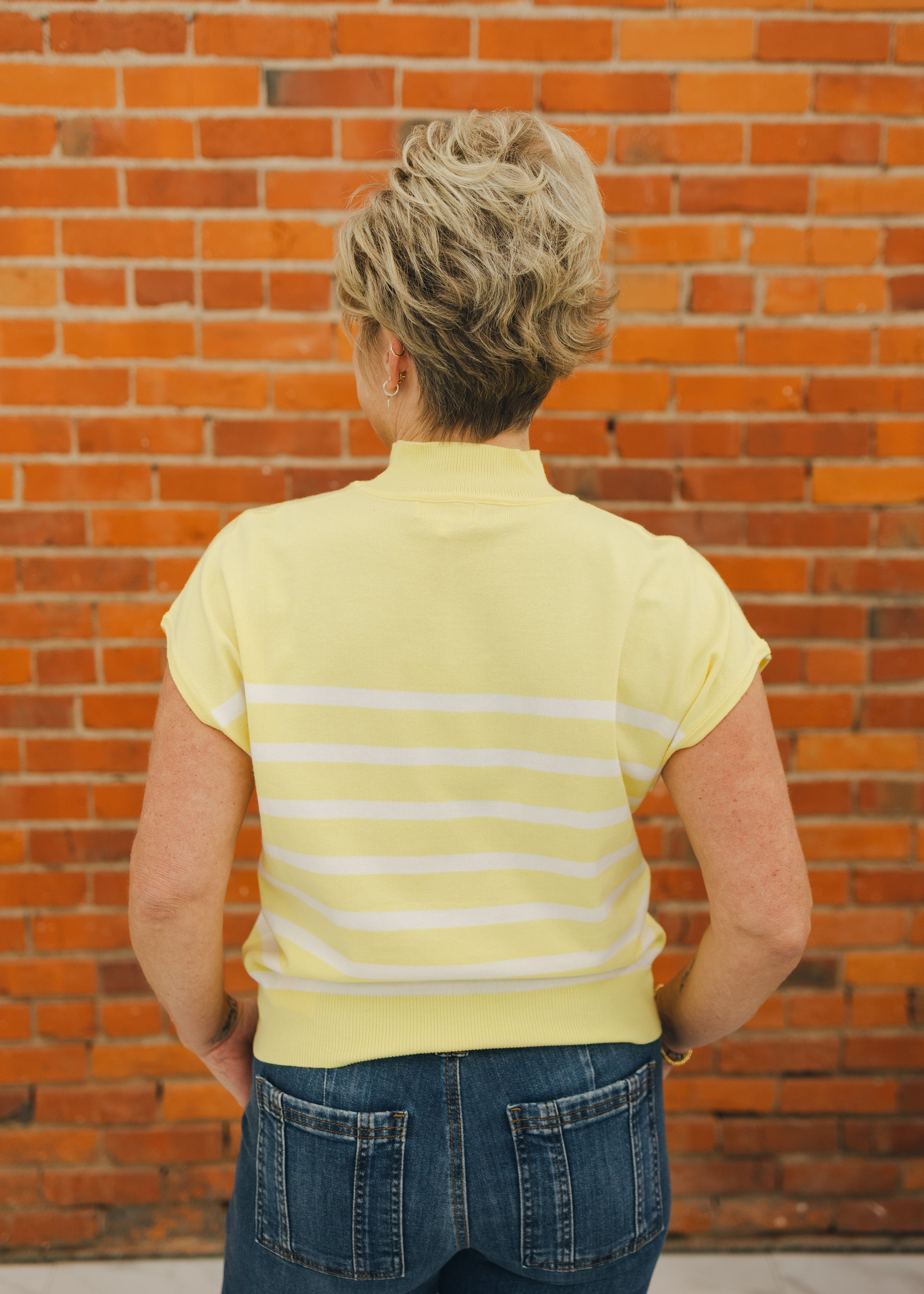 Short Sleeved Striped Sweater