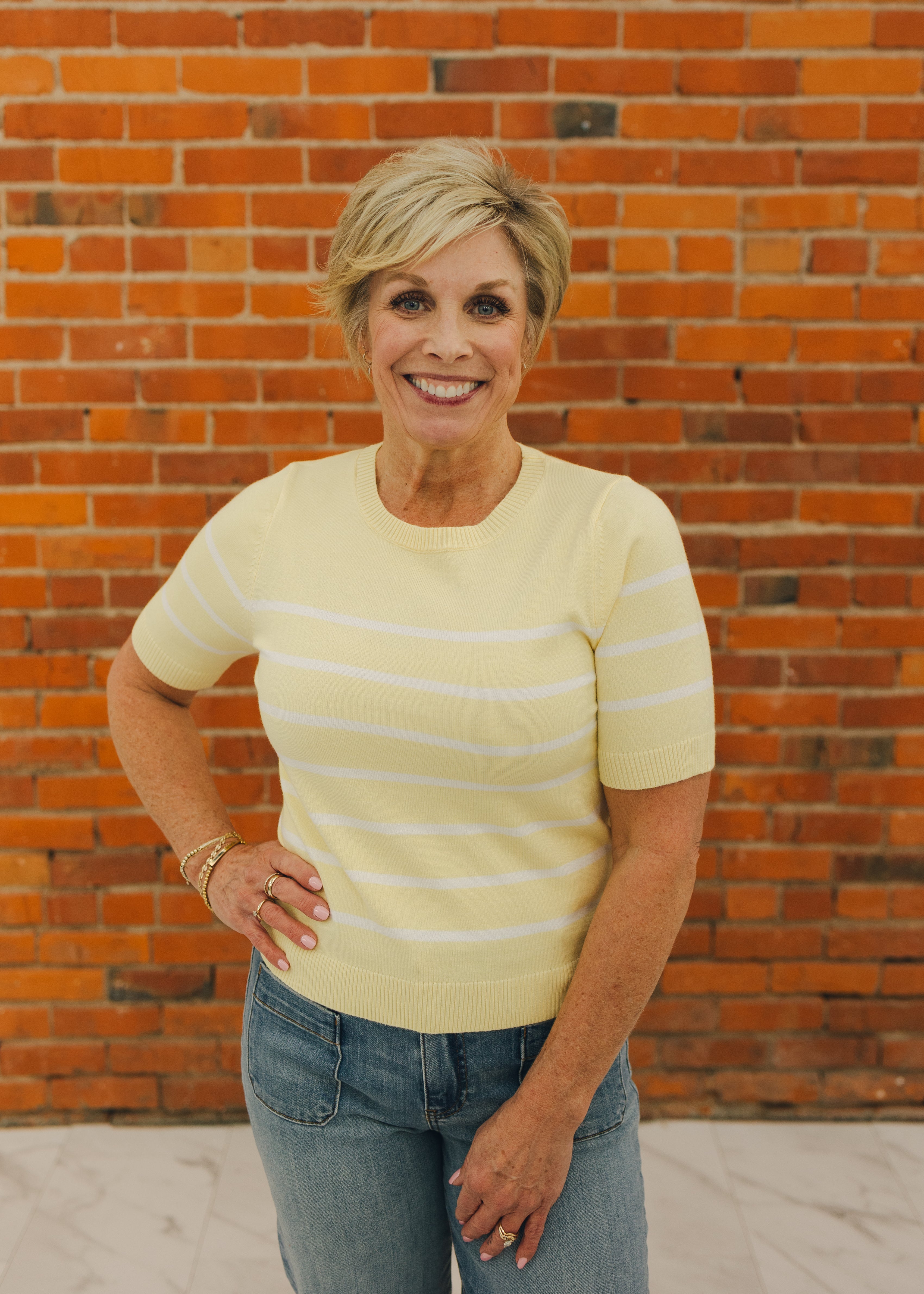 Short Sleeve Preppy Striped Top