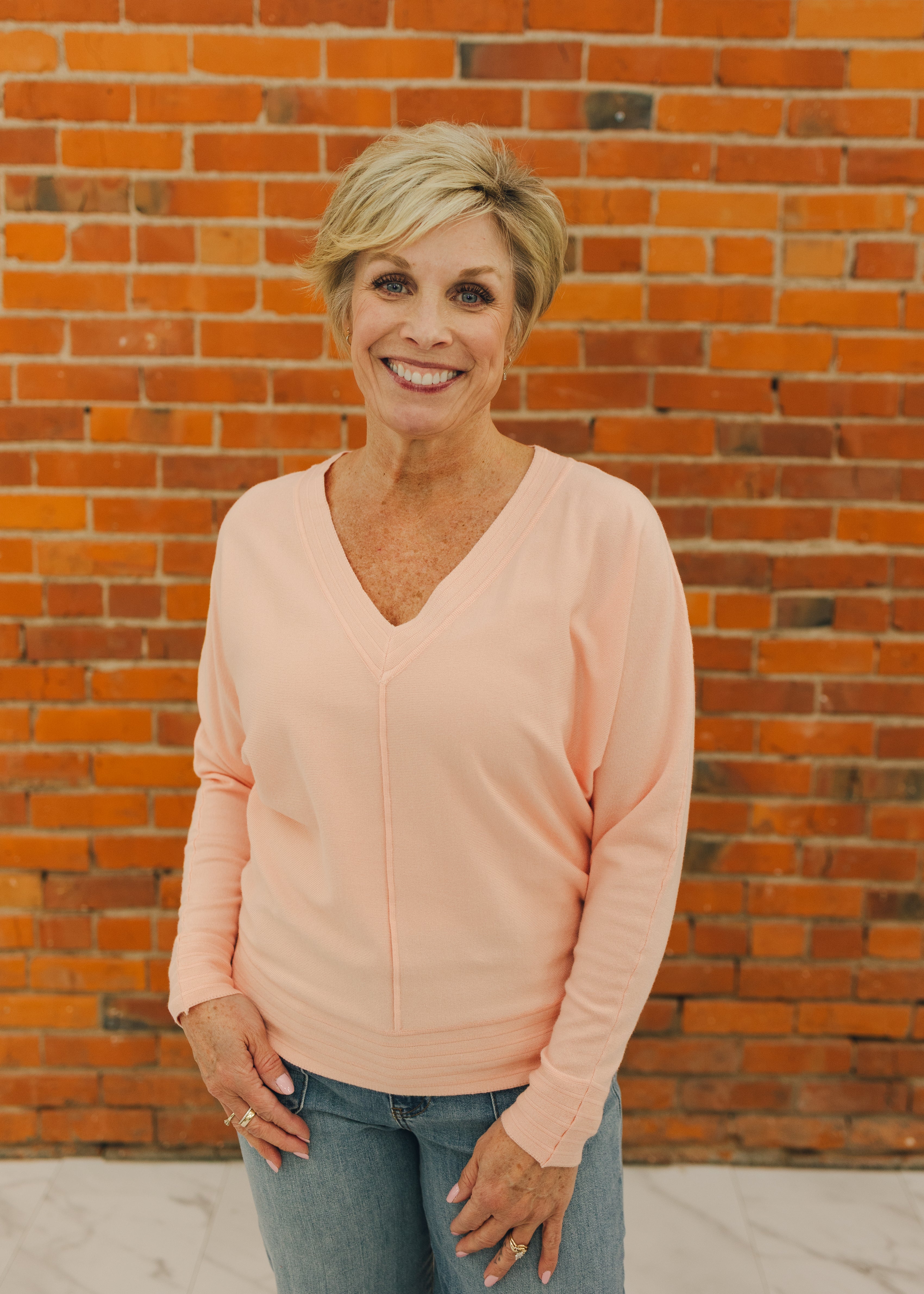 V-Neck Pullover w/ Center Seam