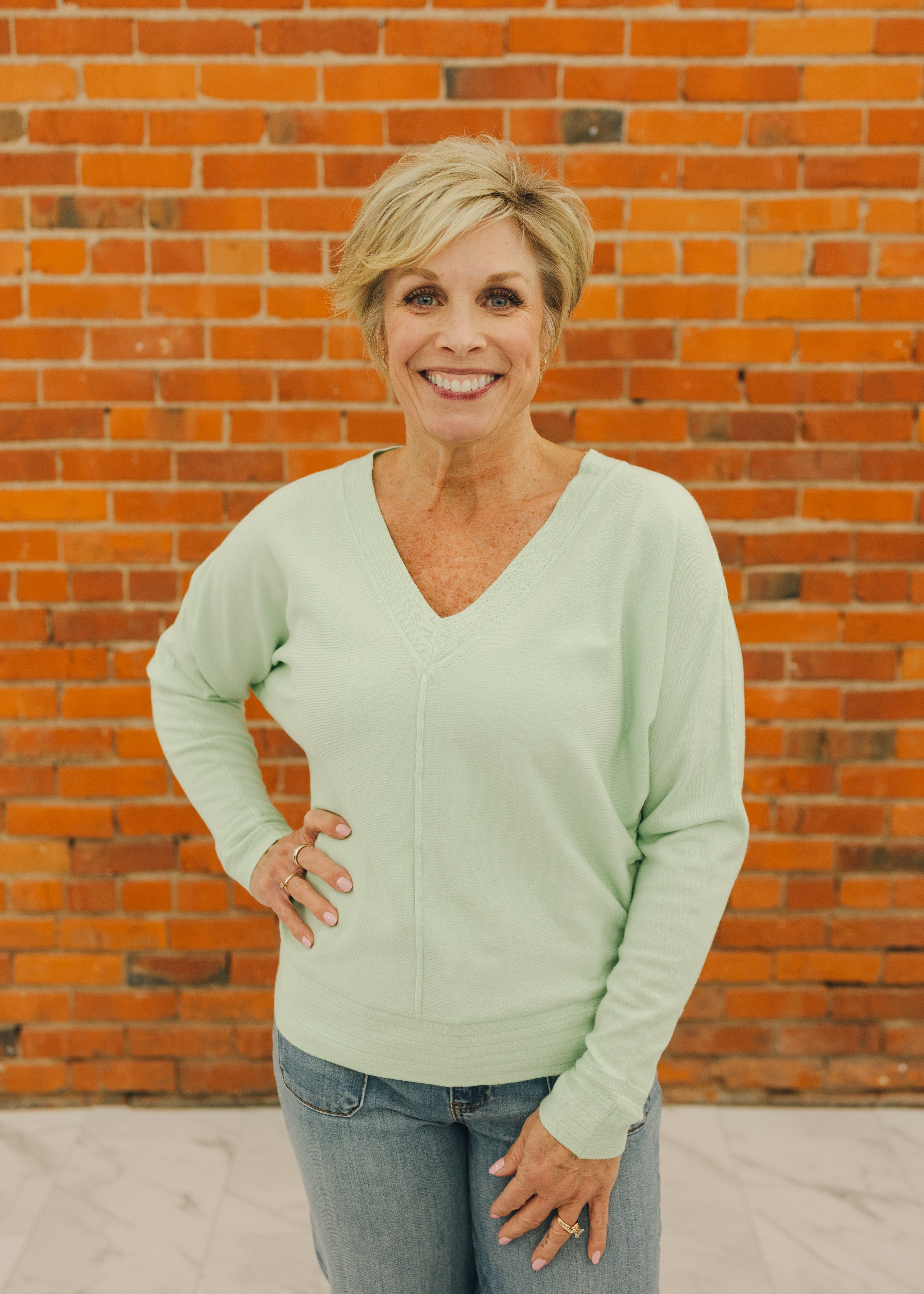 V-Neck Pullover w/ Center Seam