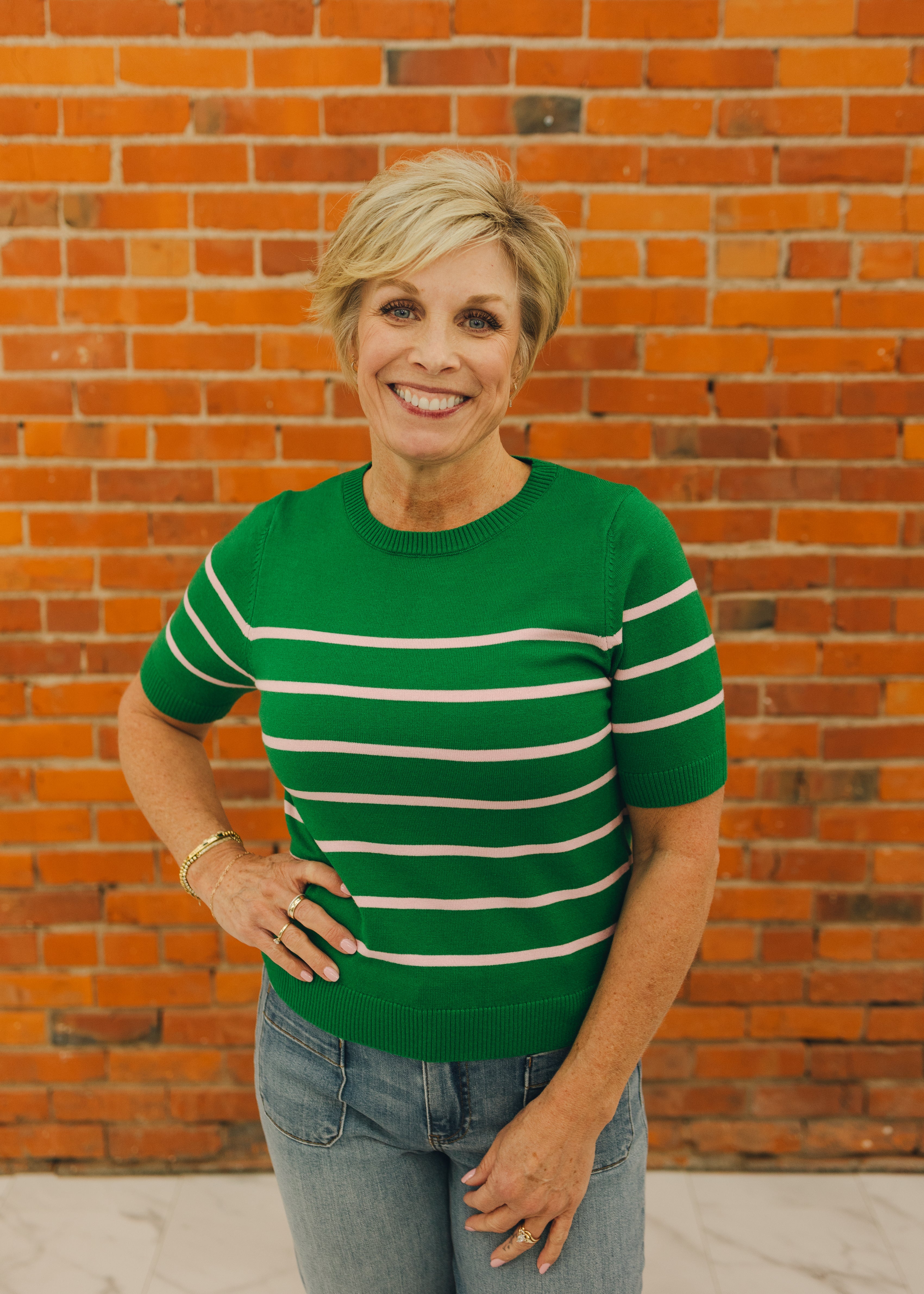 Short Sleeve Preppy Striped Top
