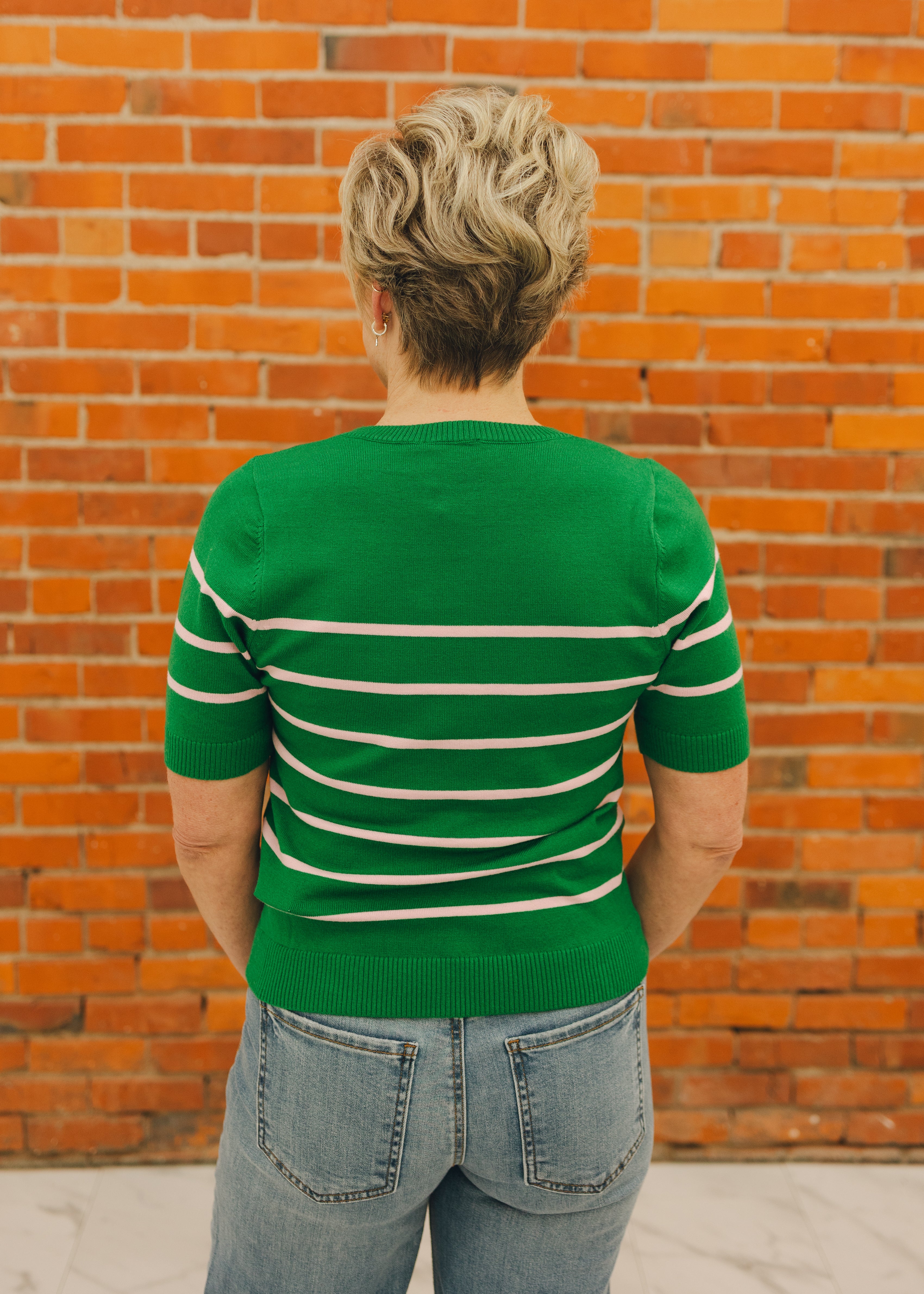 Short Sleeve Preppy Striped Top