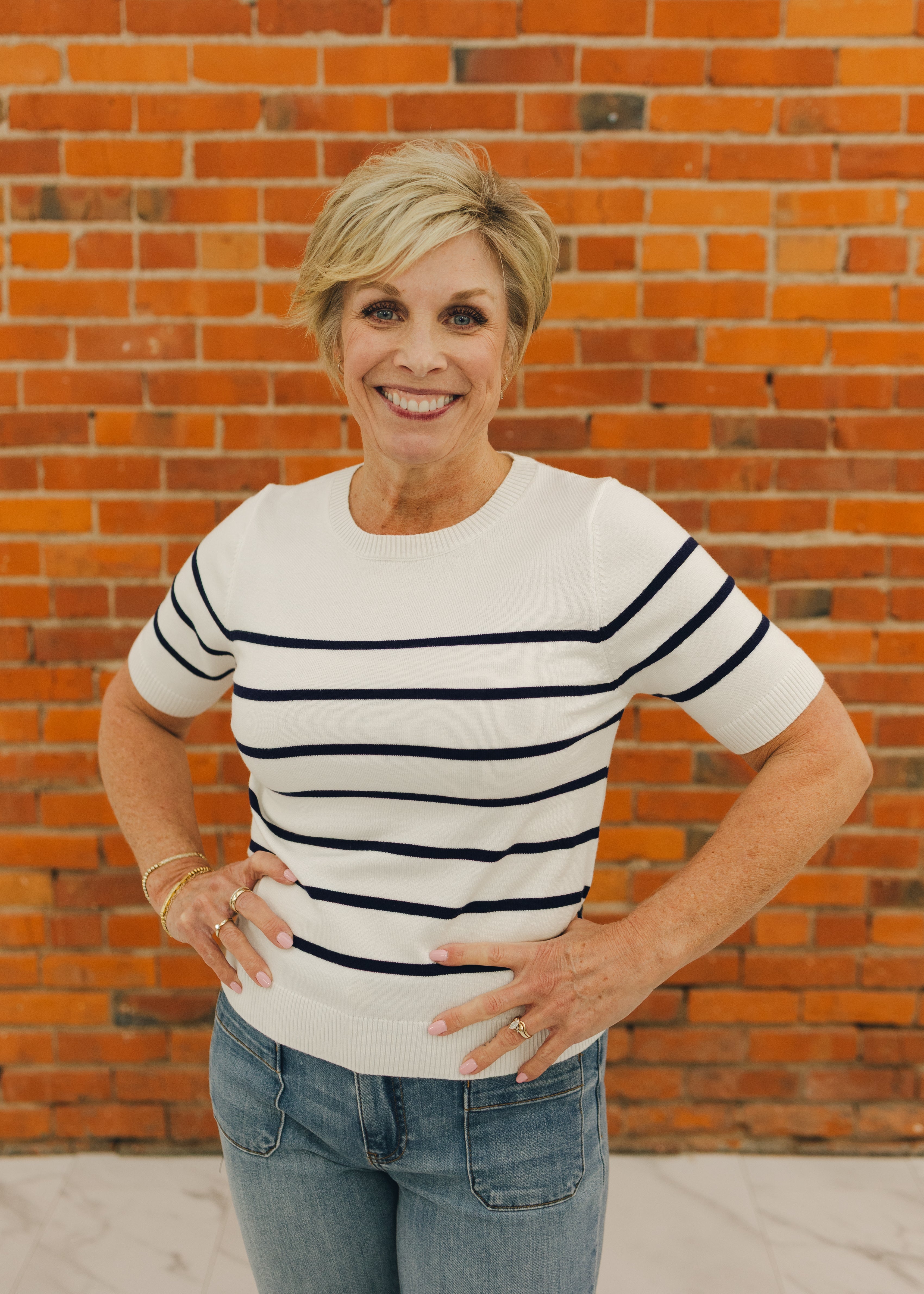 Short Sleeve Preppy Striped Top