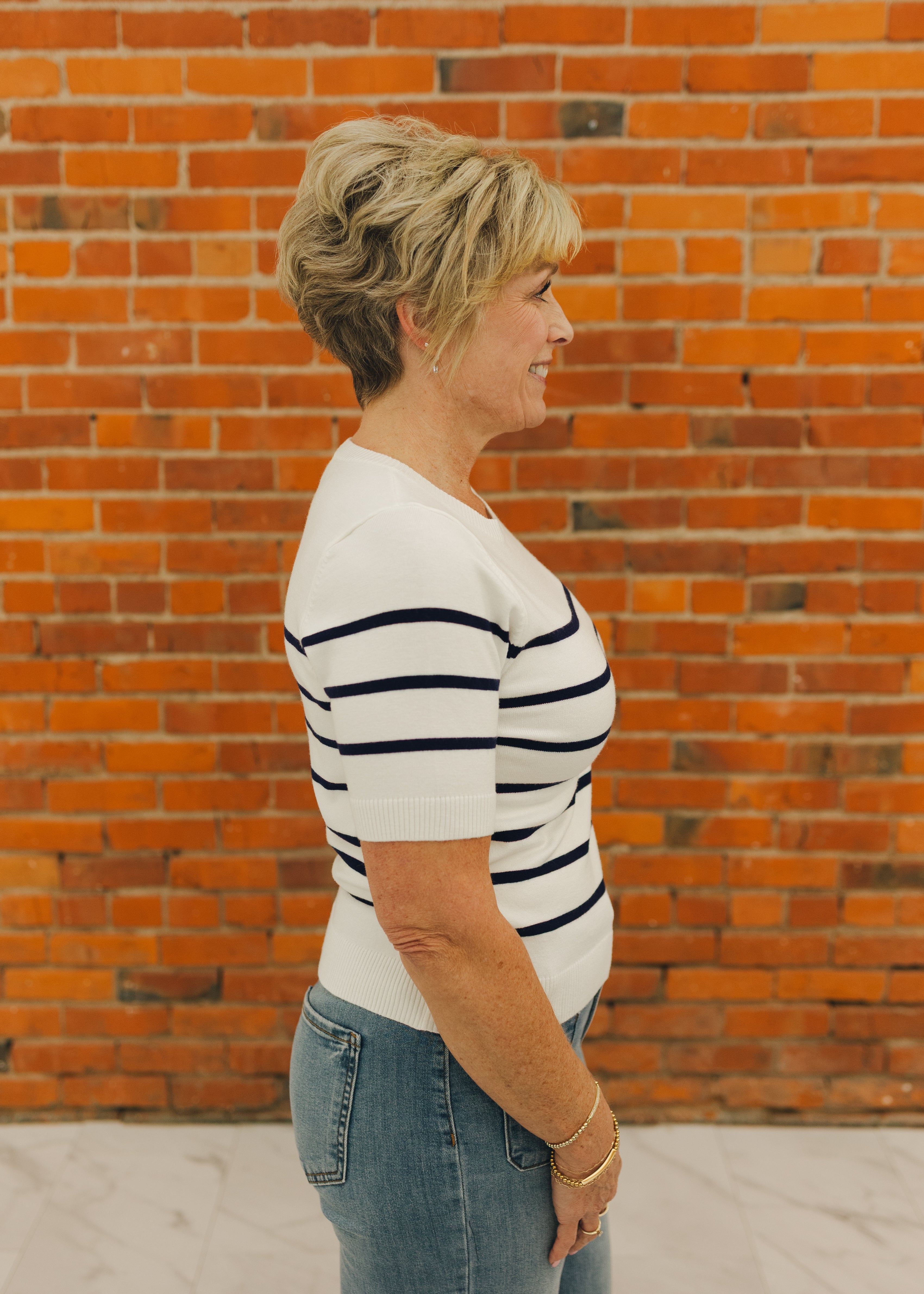 Short Sleeve Preppy Striped Top