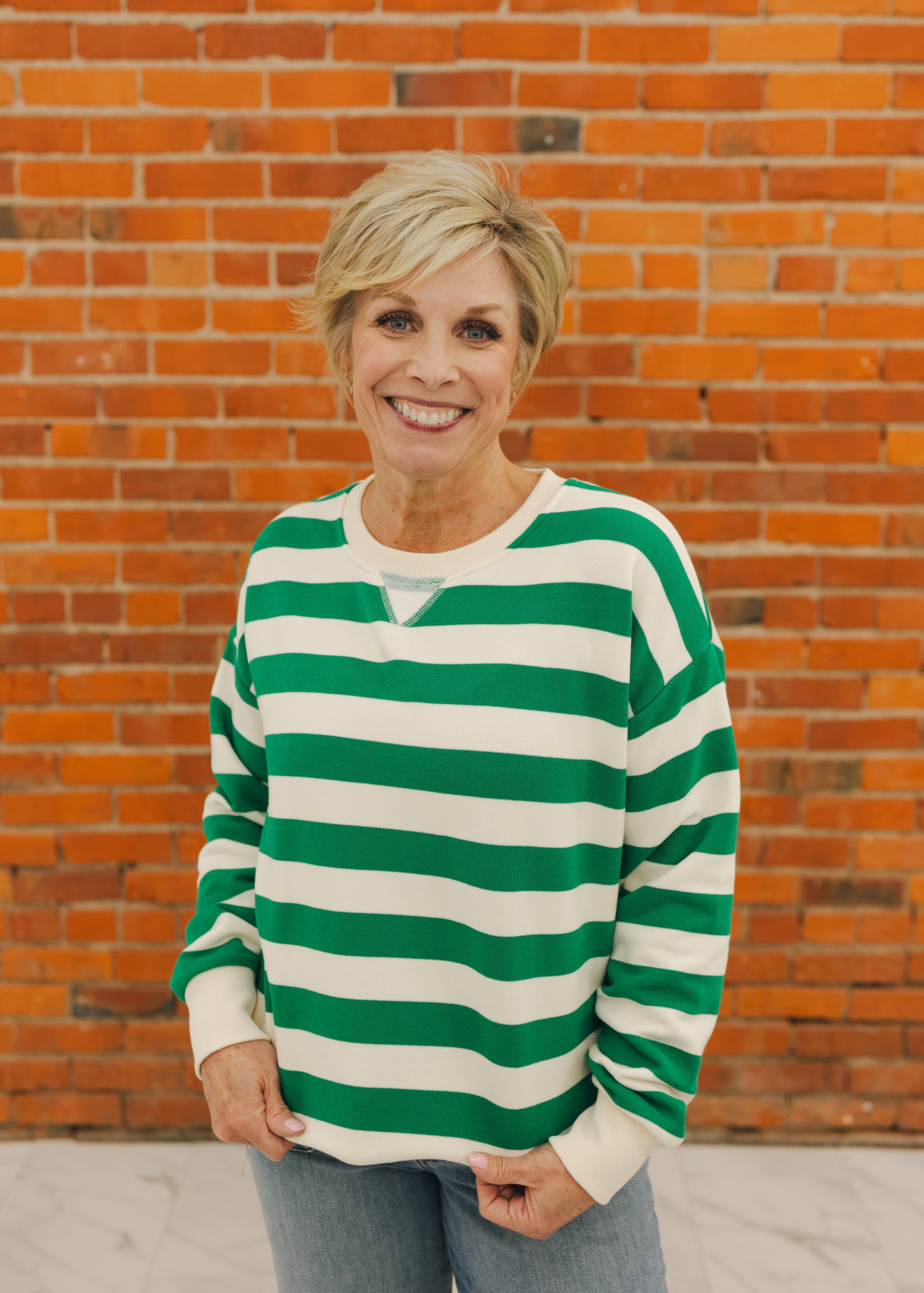 Oversized Stripe French Terry Sweatshirt