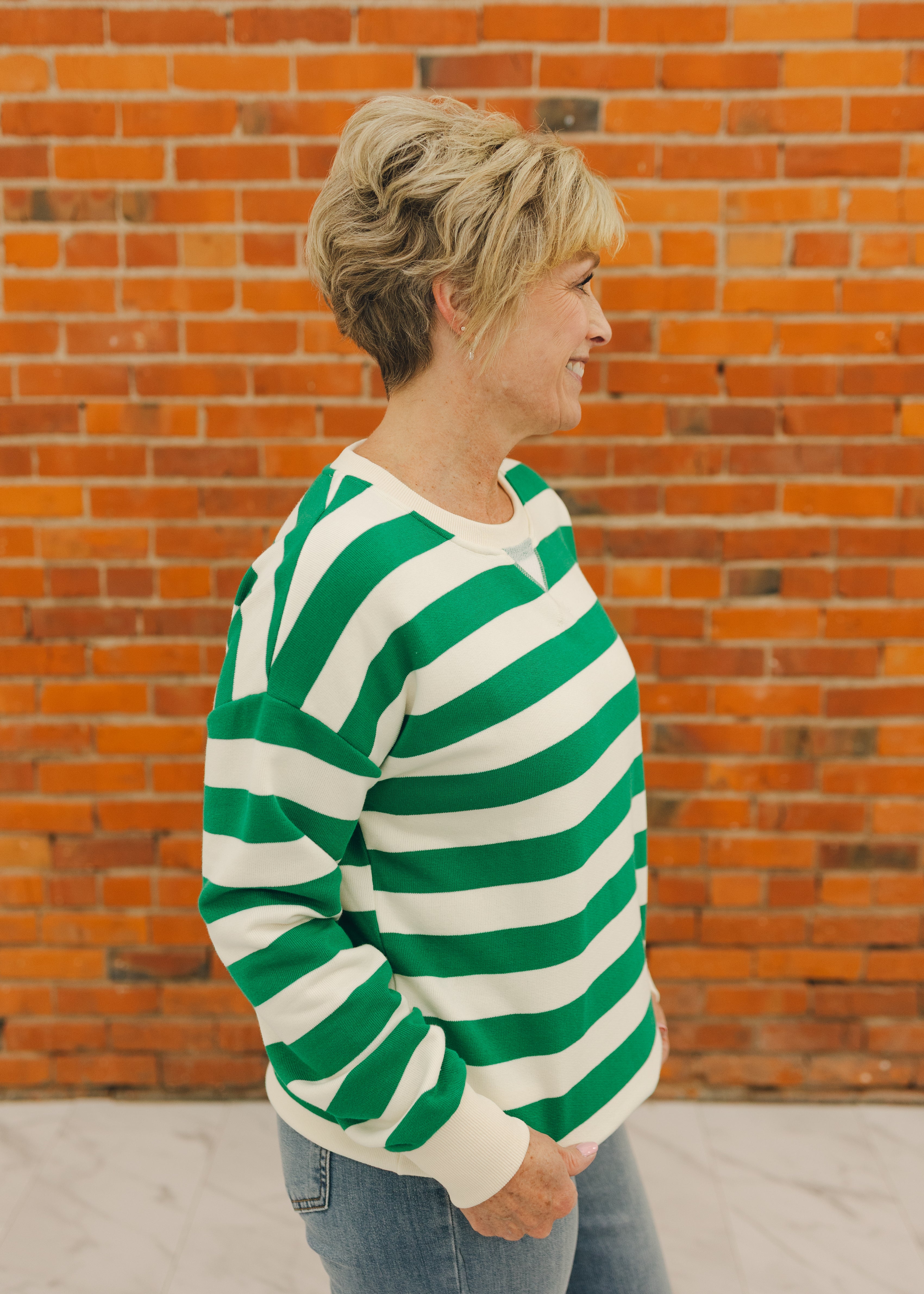 Oversized Stripe French Terry Sweatshirt