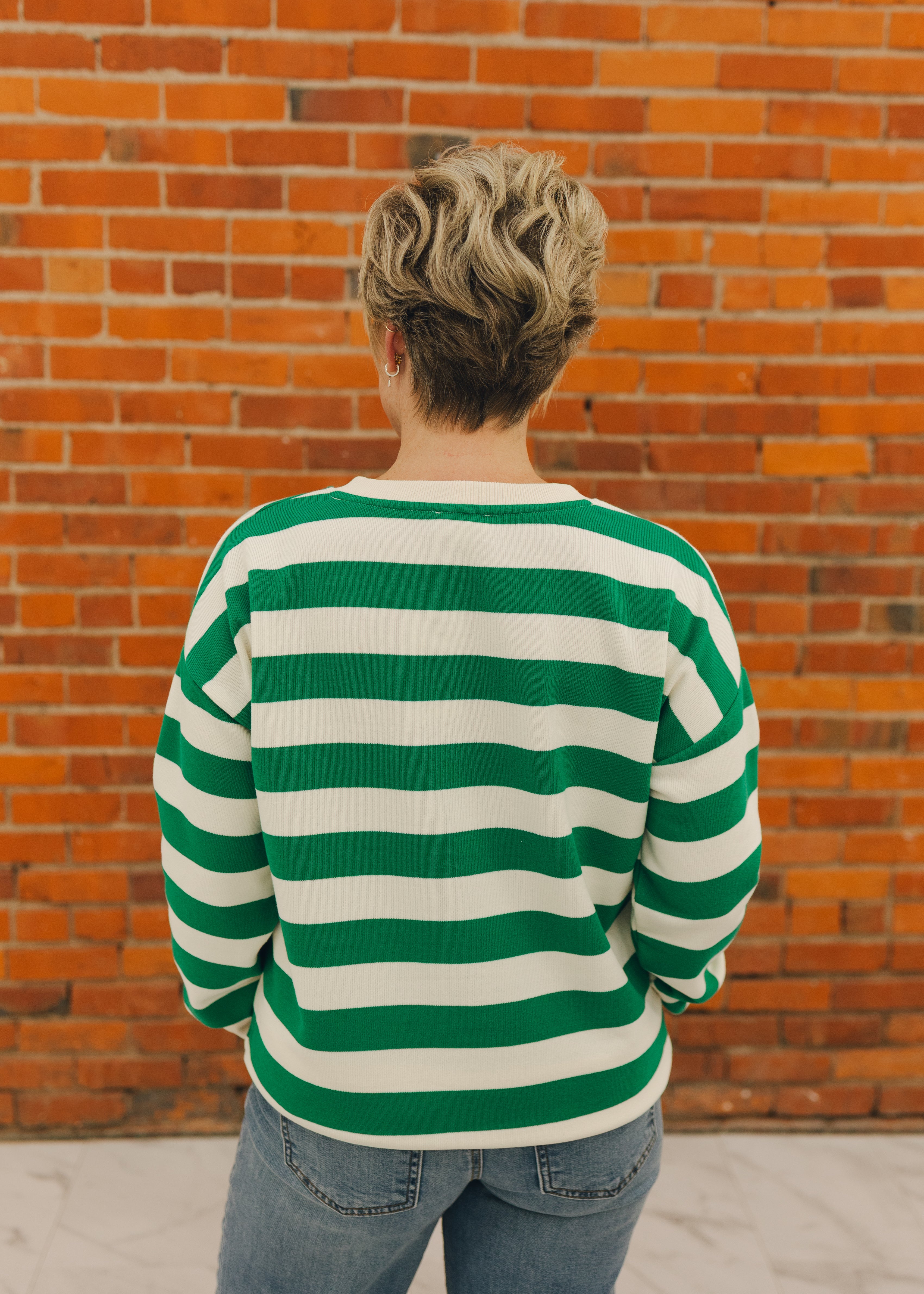 Oversized Stripe French Terry Sweatshirt
