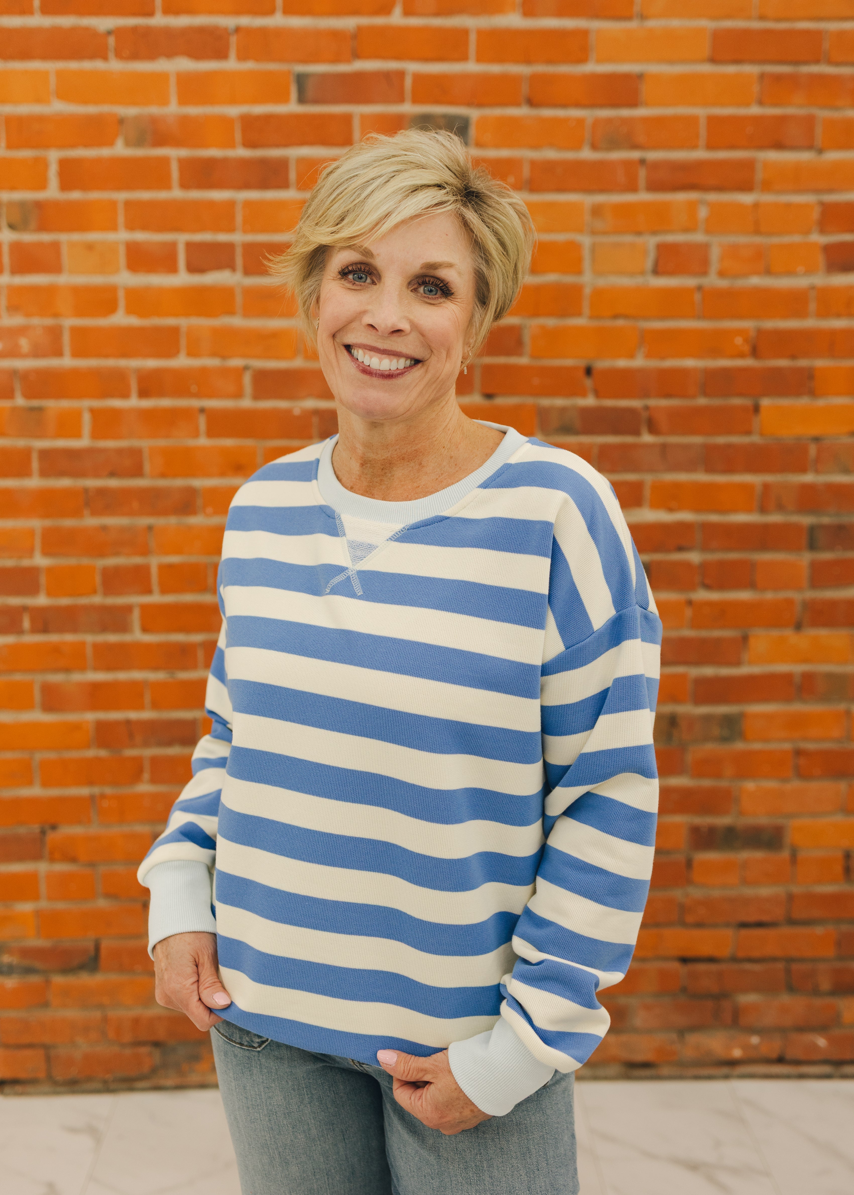 Oversized Stripe French Terry Sweatshirt