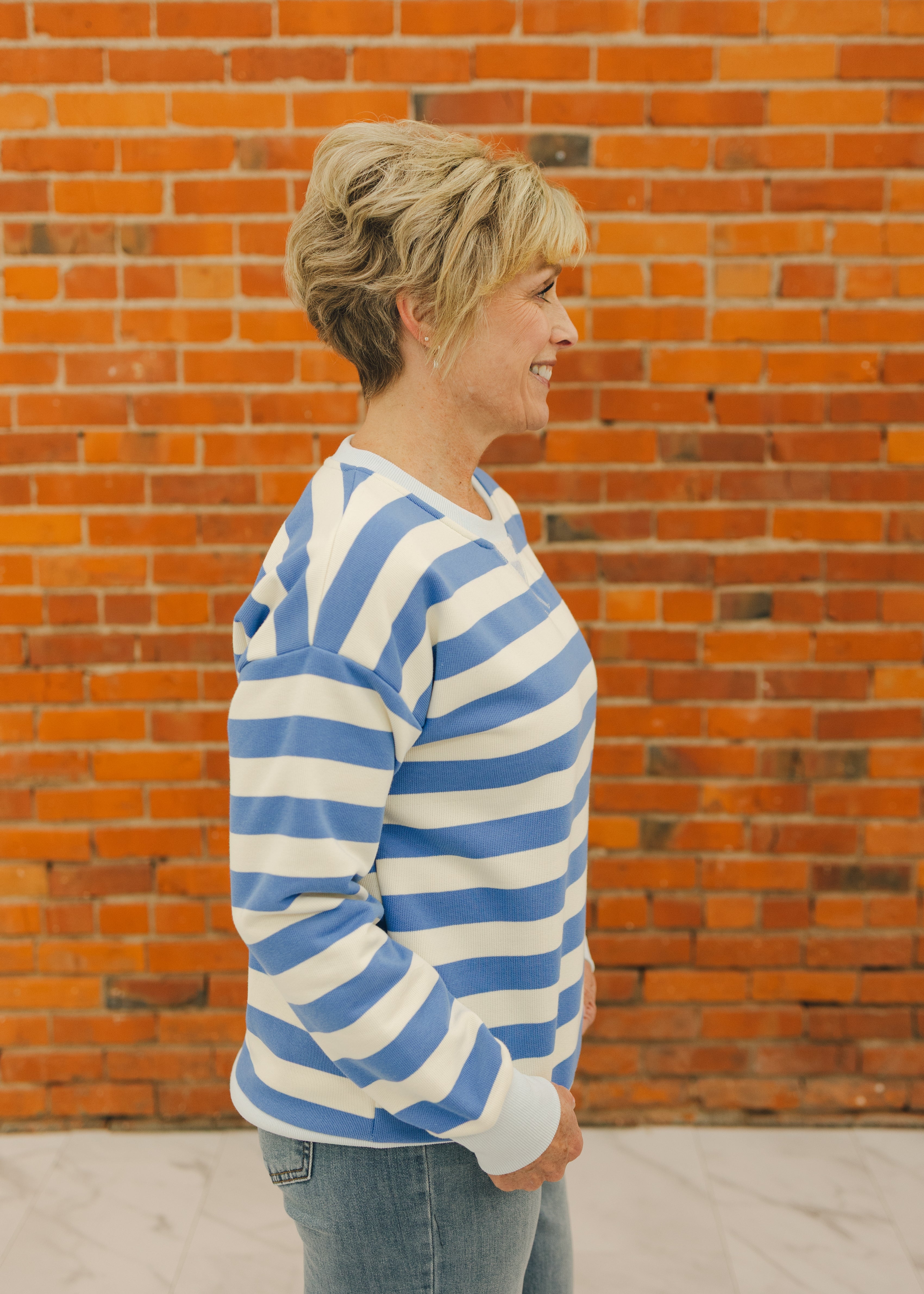 Oversized Stripe French Terry Sweatshirt