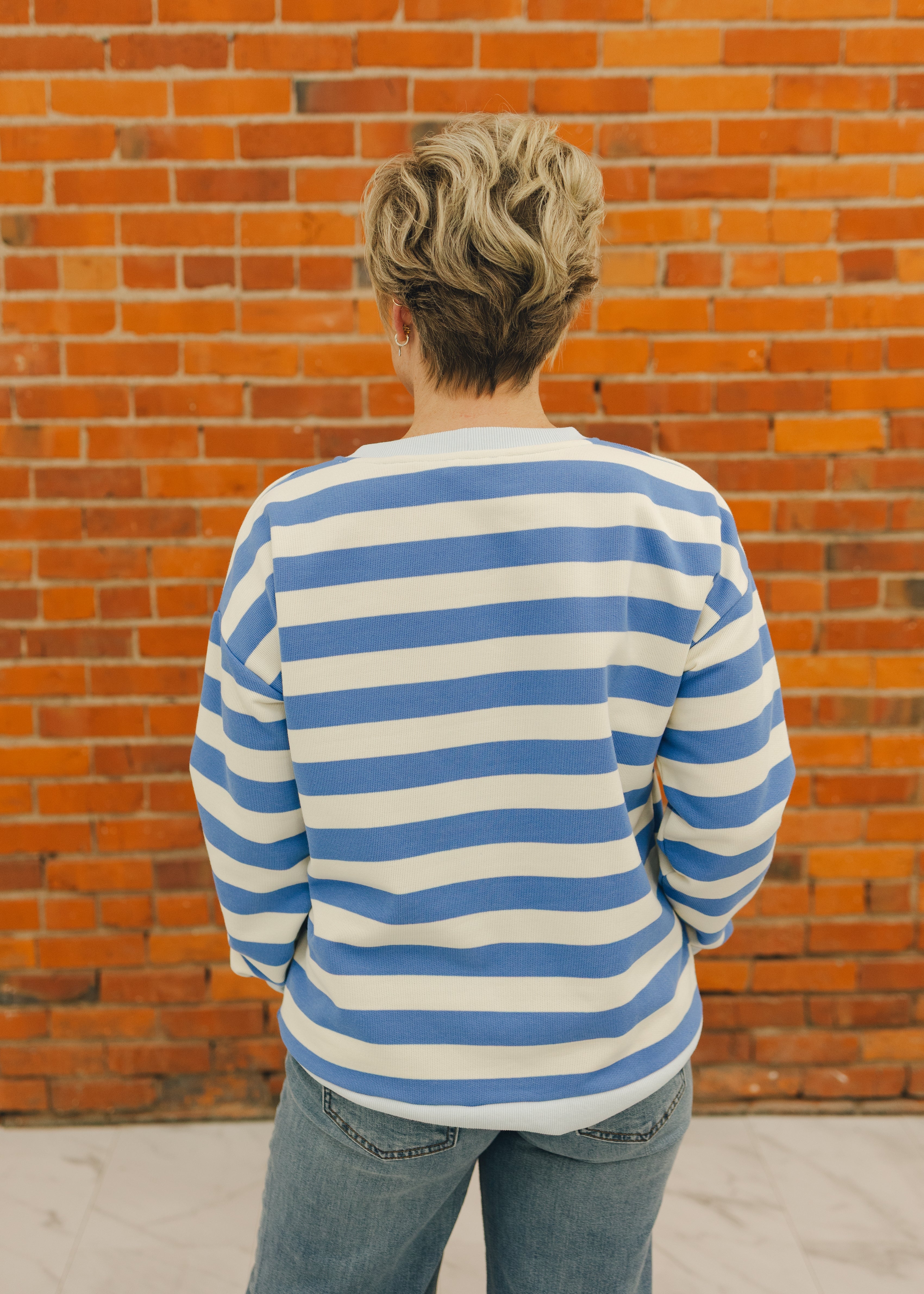 Oversized Stripe French Terry Sweatshirt