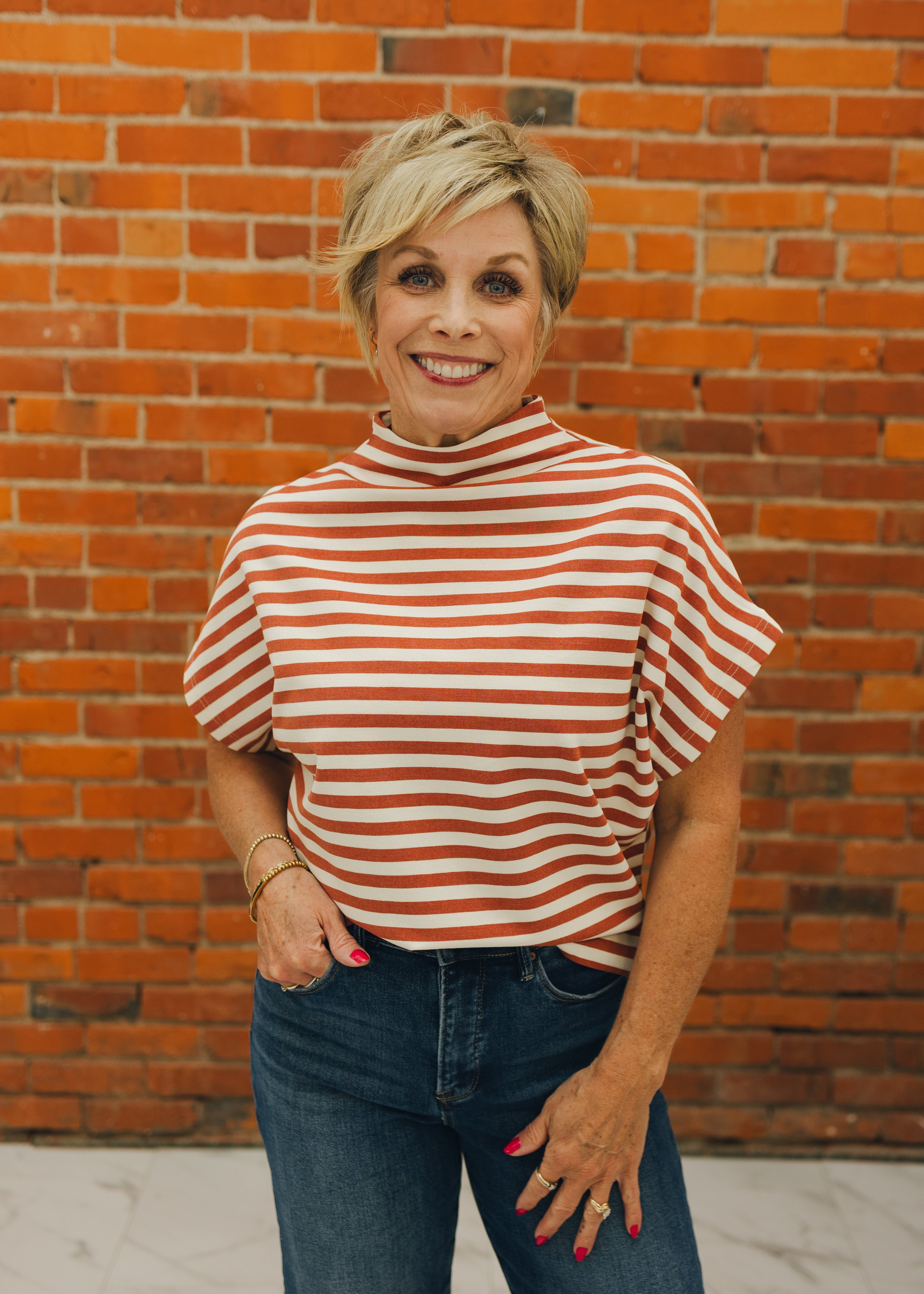 Striped Loose Fit Short Sleeve Top
