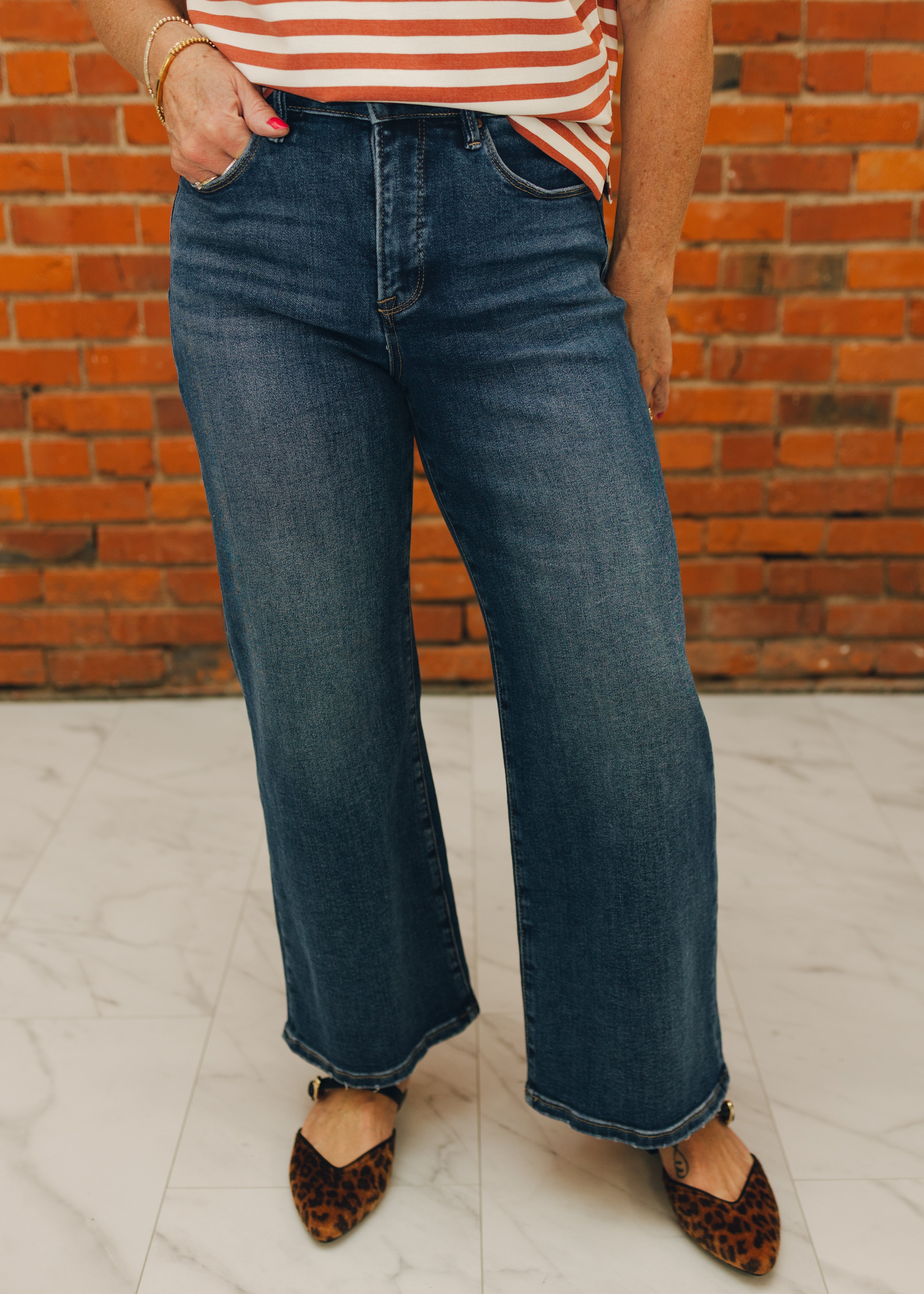 Risen TC EB High Rise Crop Wide Jeans