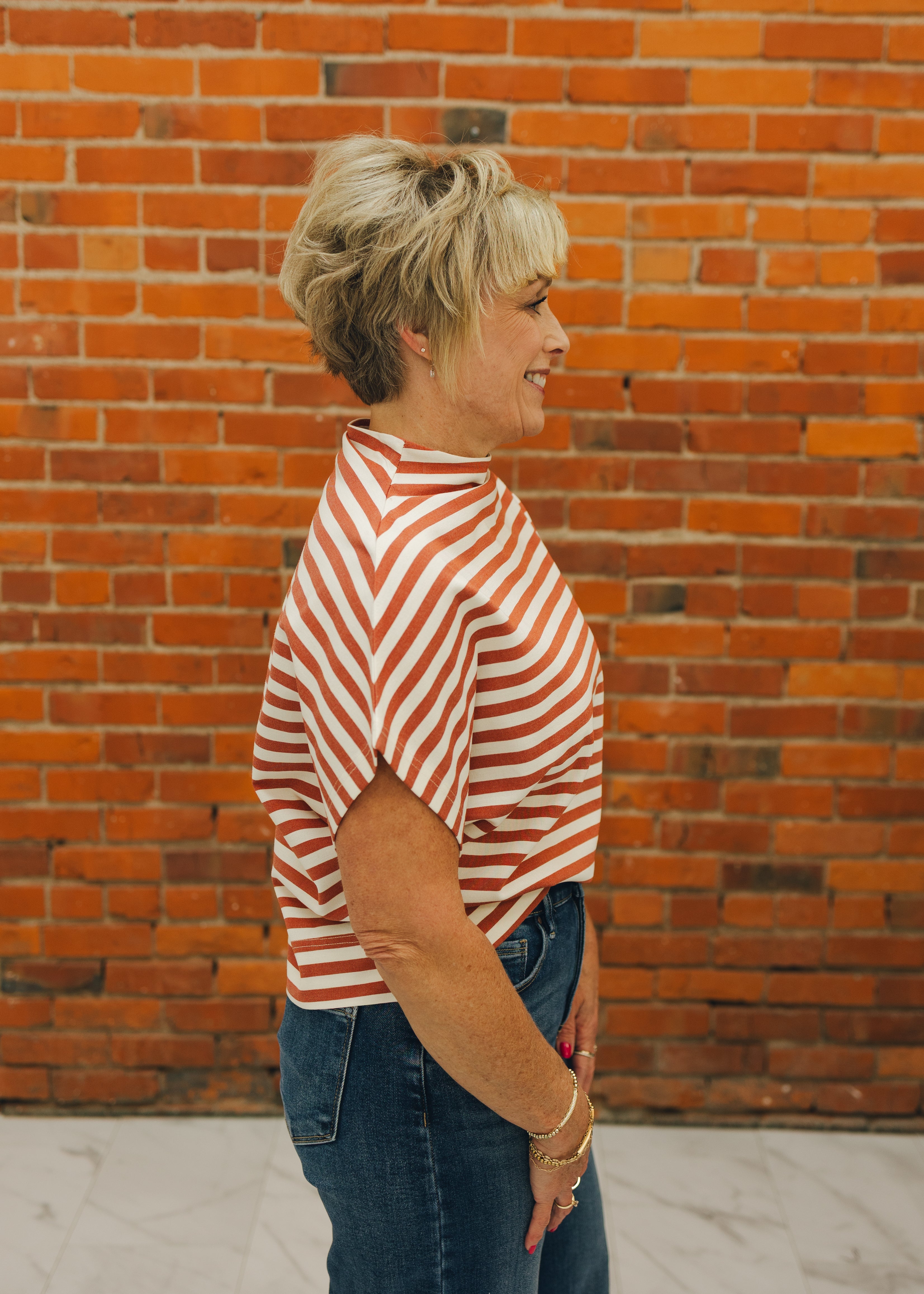 Striped Loose Fit Short Sleeve Top
