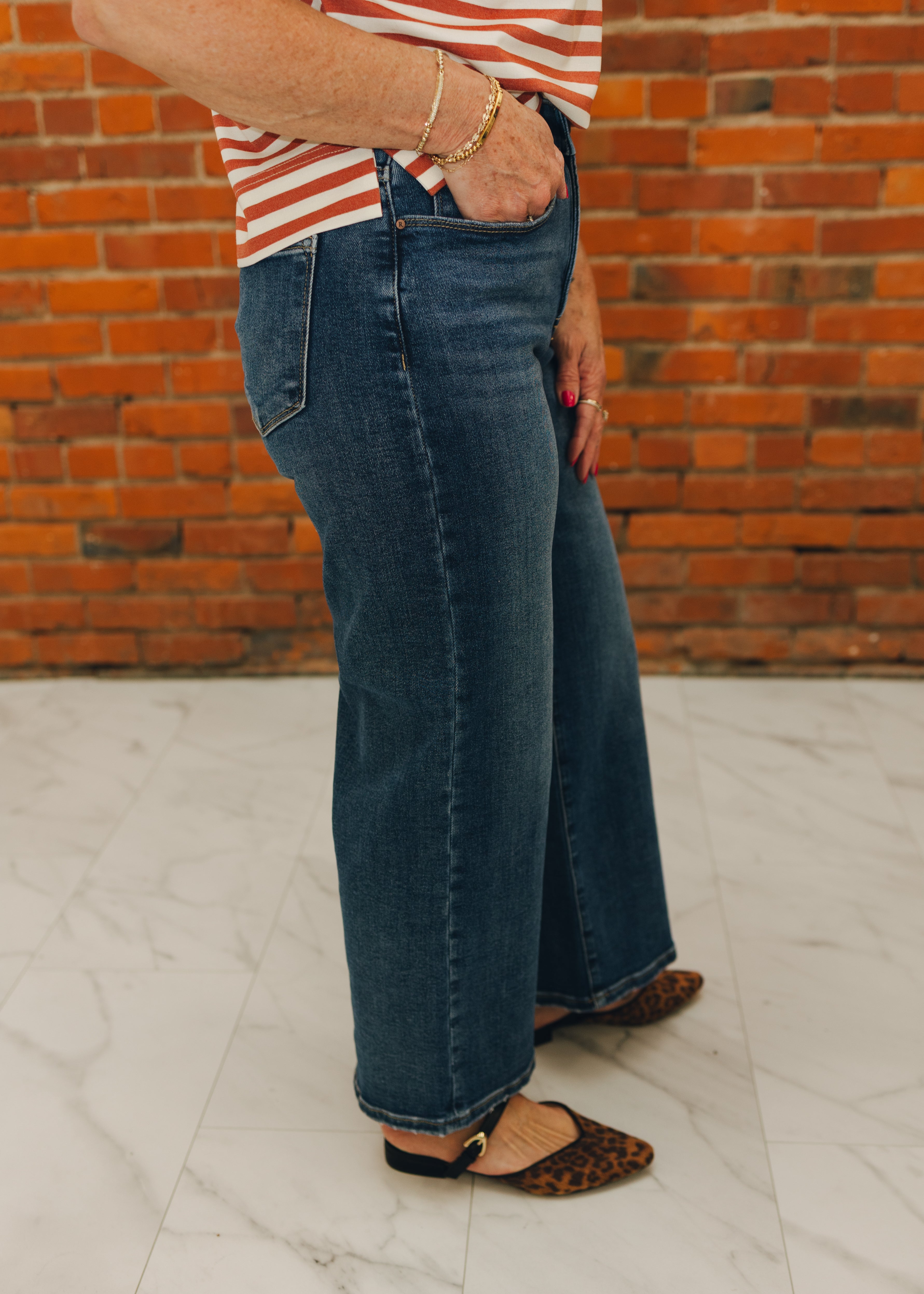 Risen TC EB High Rise Crop Wide Jeans