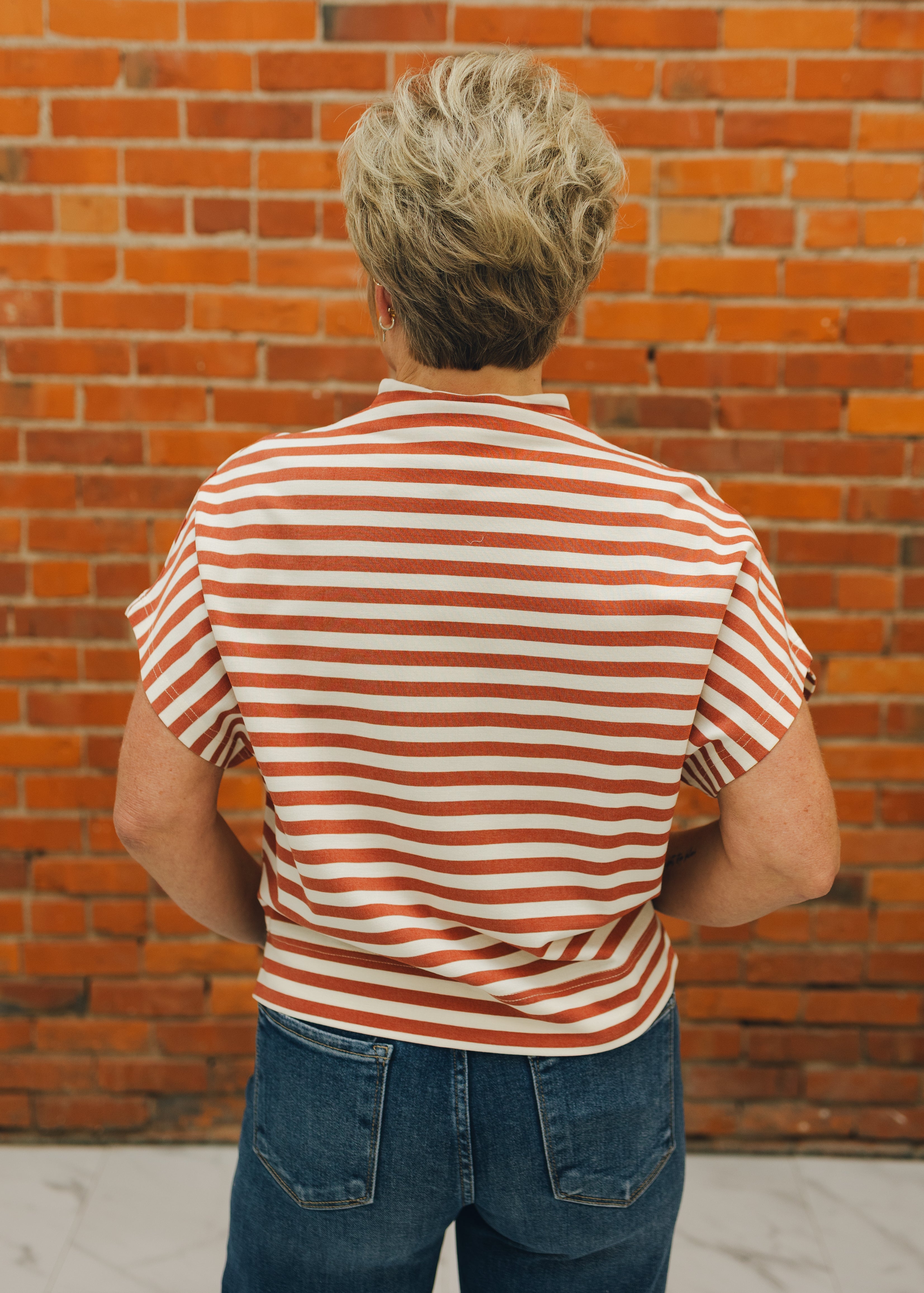 Striped Loose Fit Short Sleeve Top