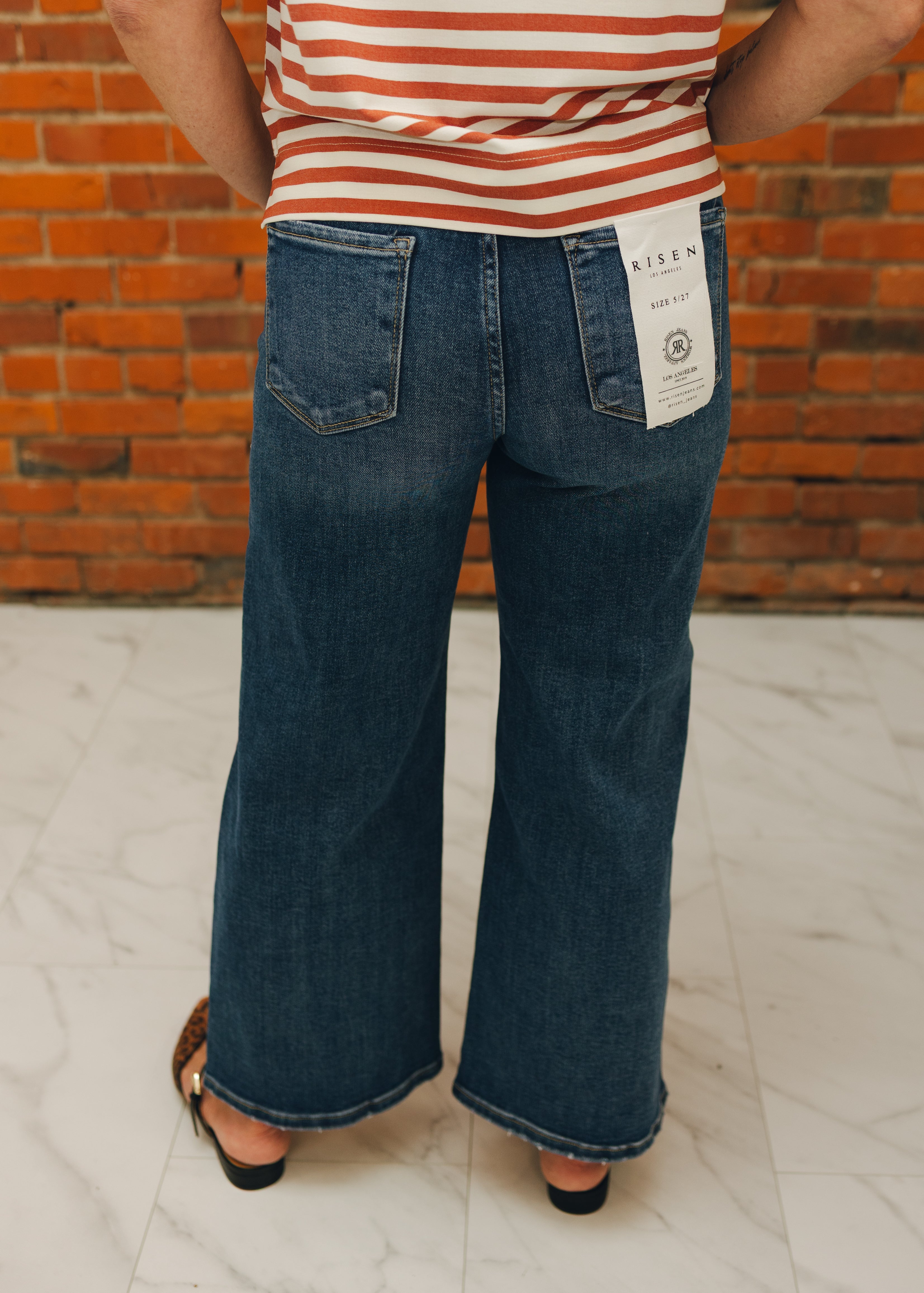 Risen TC EB High Rise Crop Wide Jeans