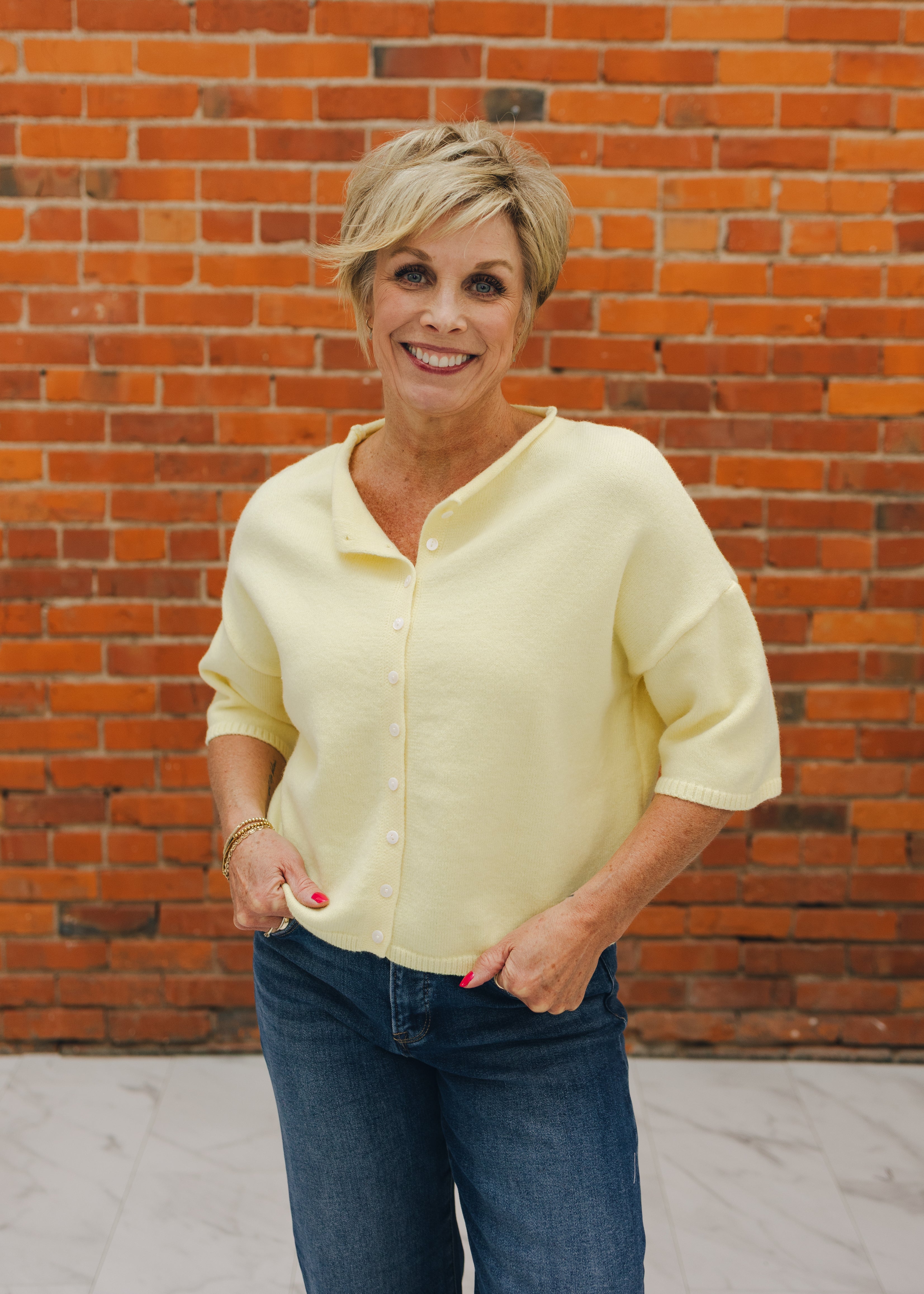 Button Down Half Sleeve Cardigan