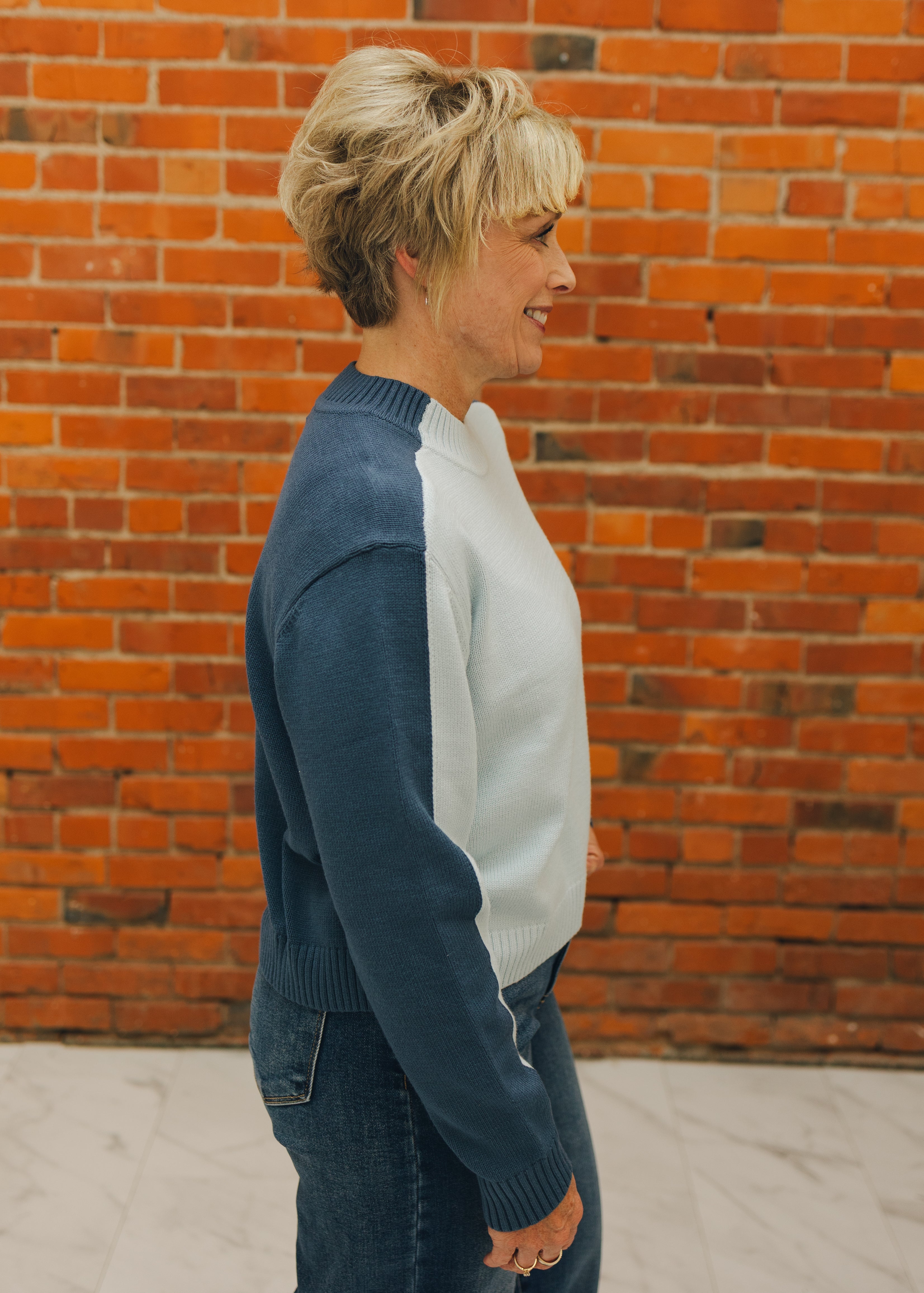 Elan Color Block Crewneck Sweater