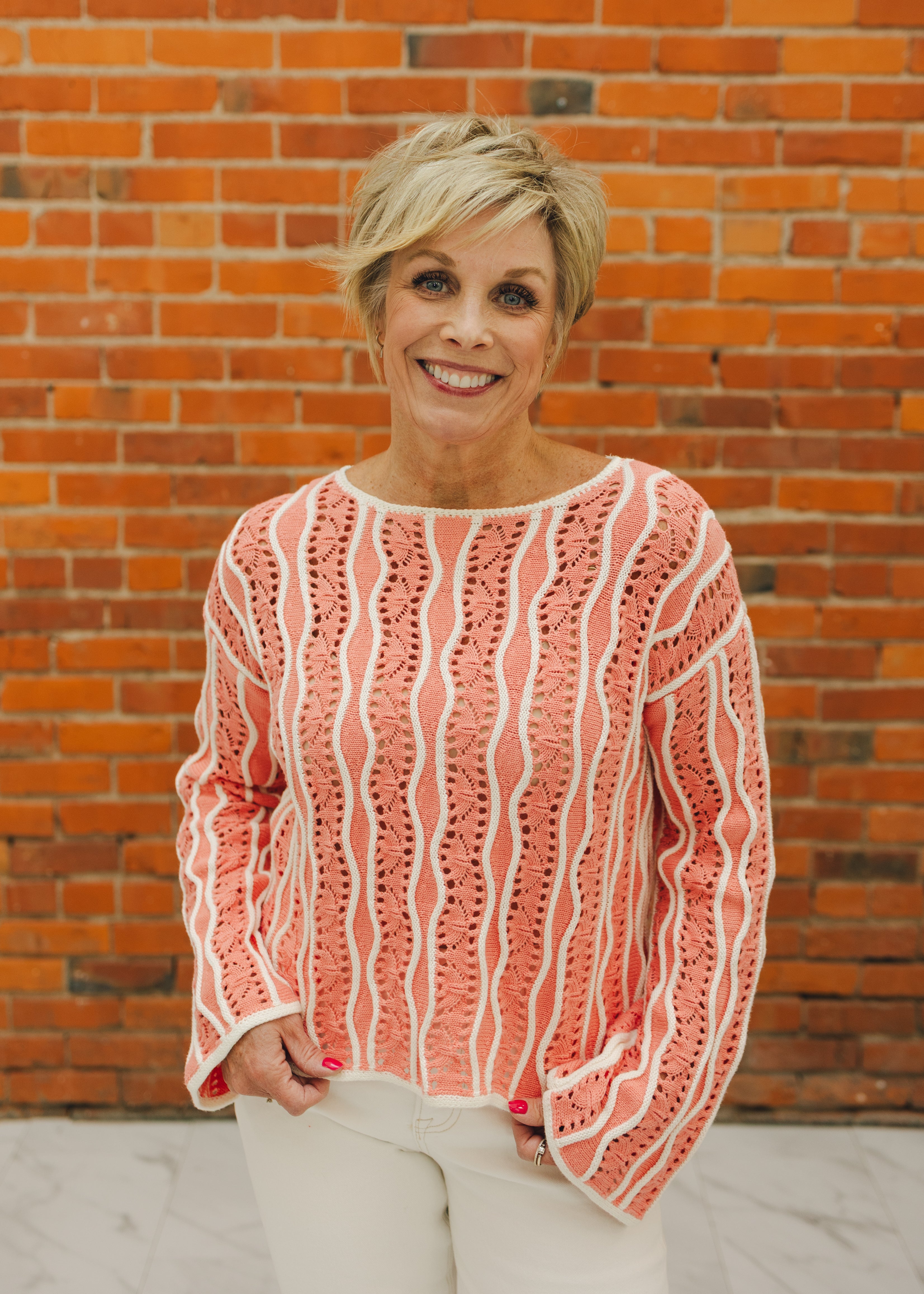 Swirly Striped Flare Knit Sweater