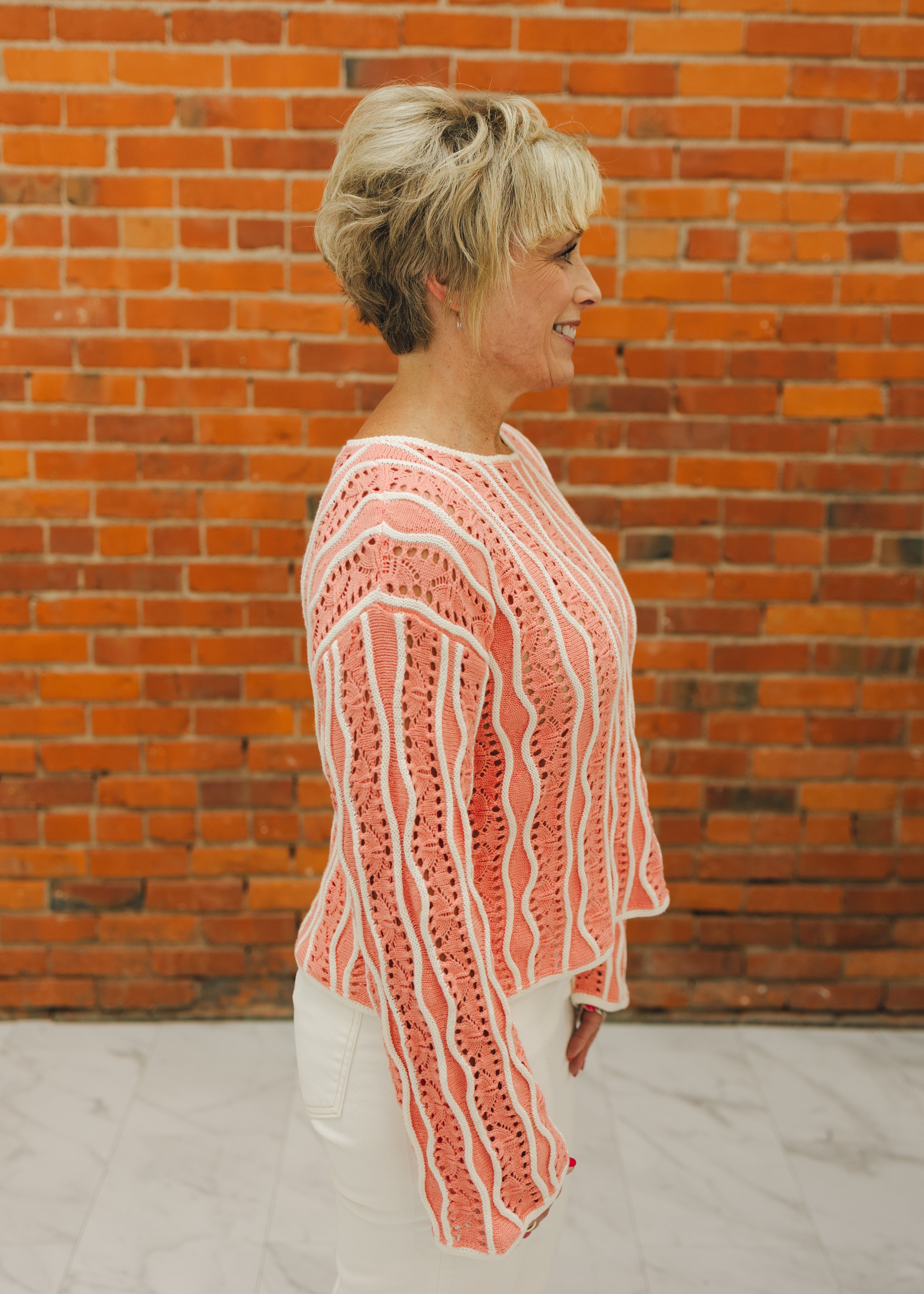 Swirly Striped Flare Knit Sweater