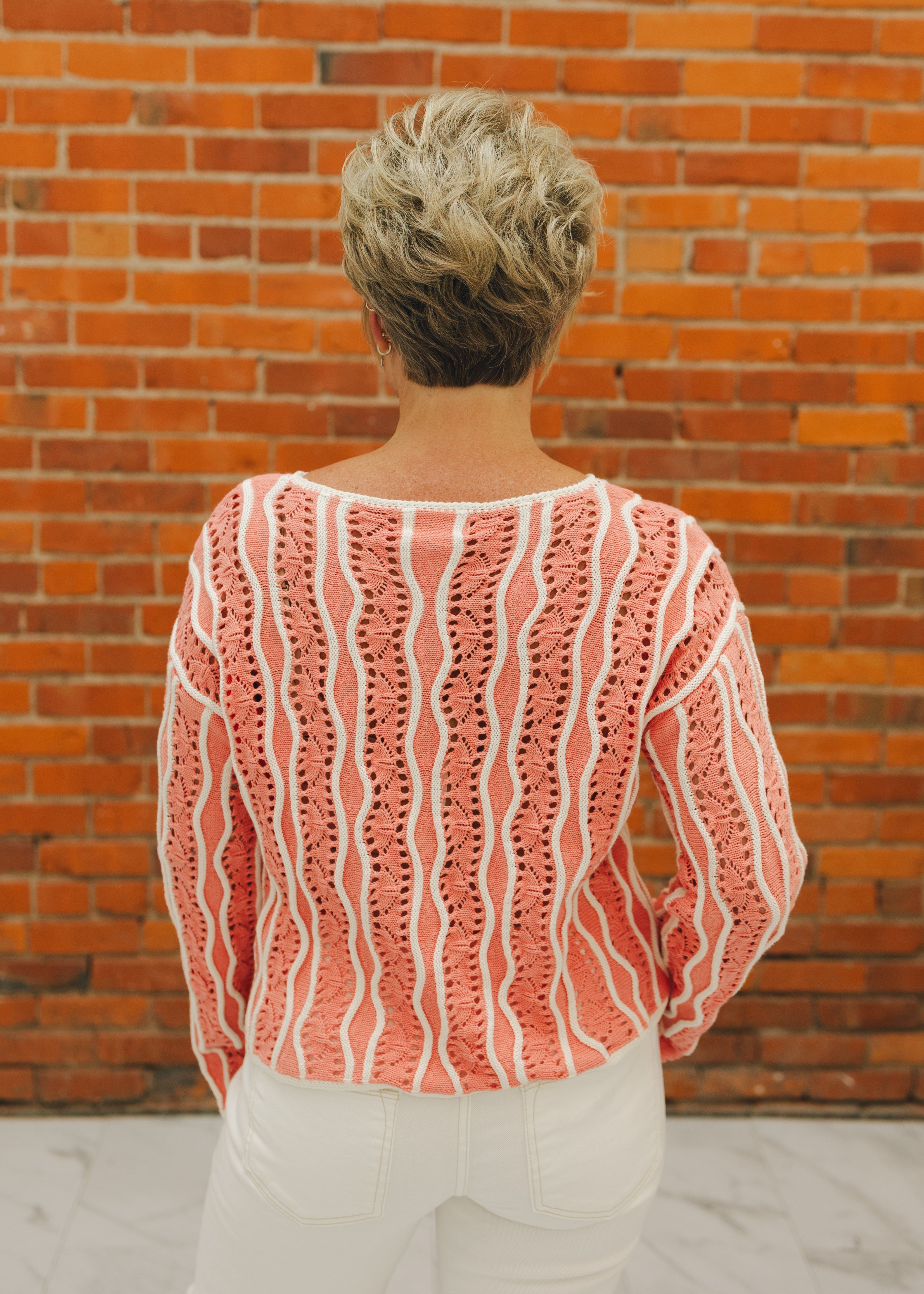 Swirly Striped Flare Knit Sweater