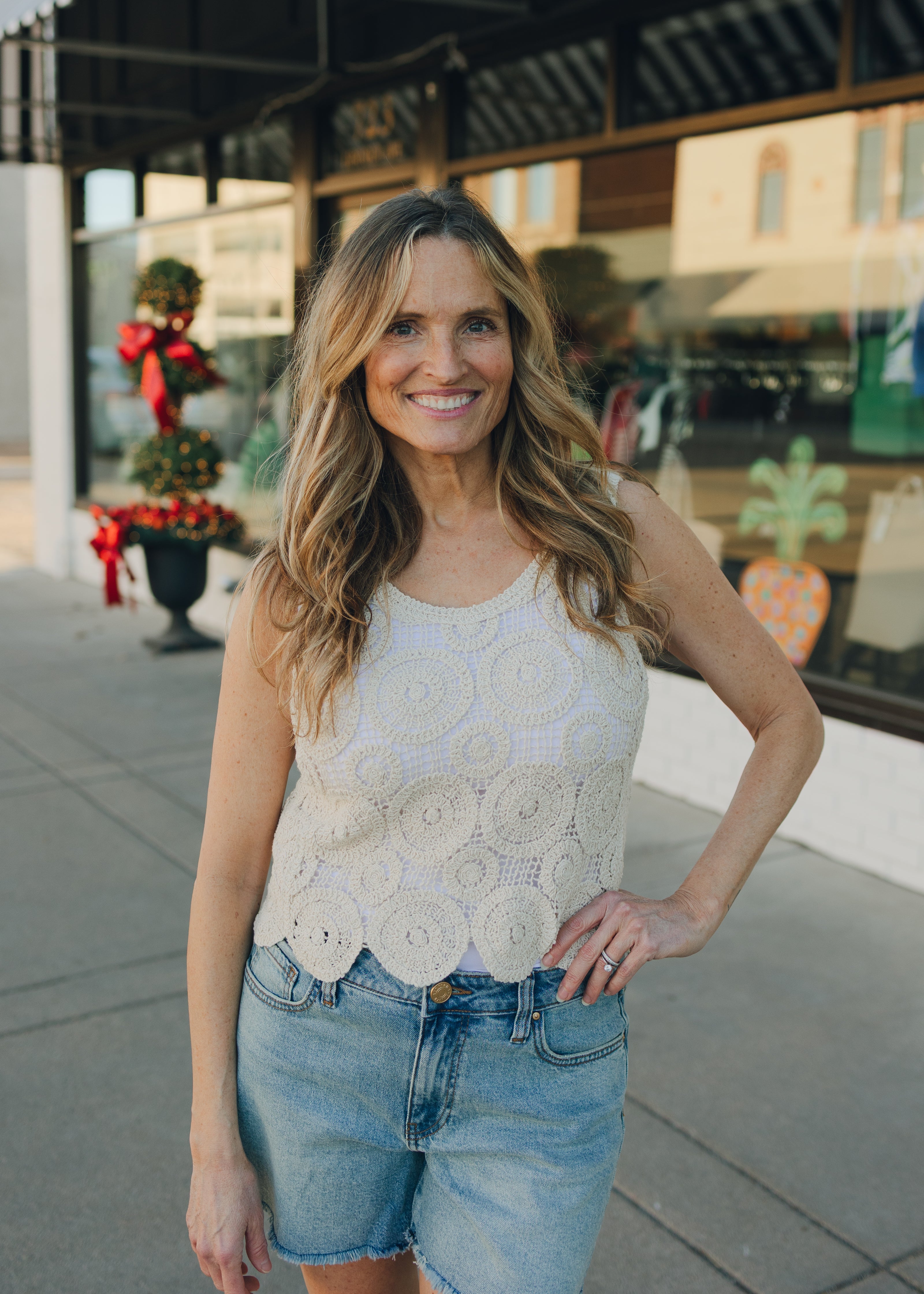 Circles Crochet Shell Top