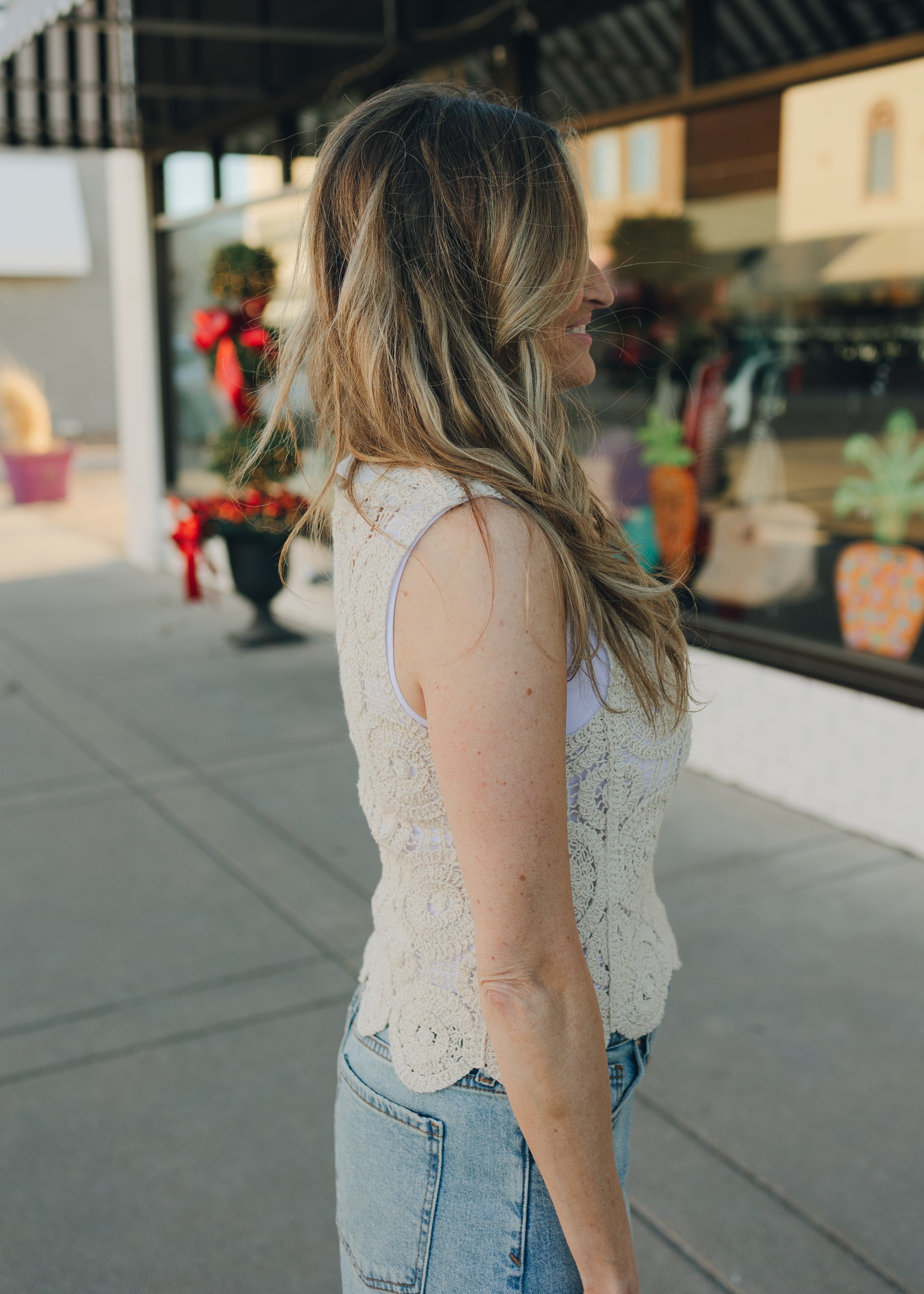 Circles Crochet Shell Top