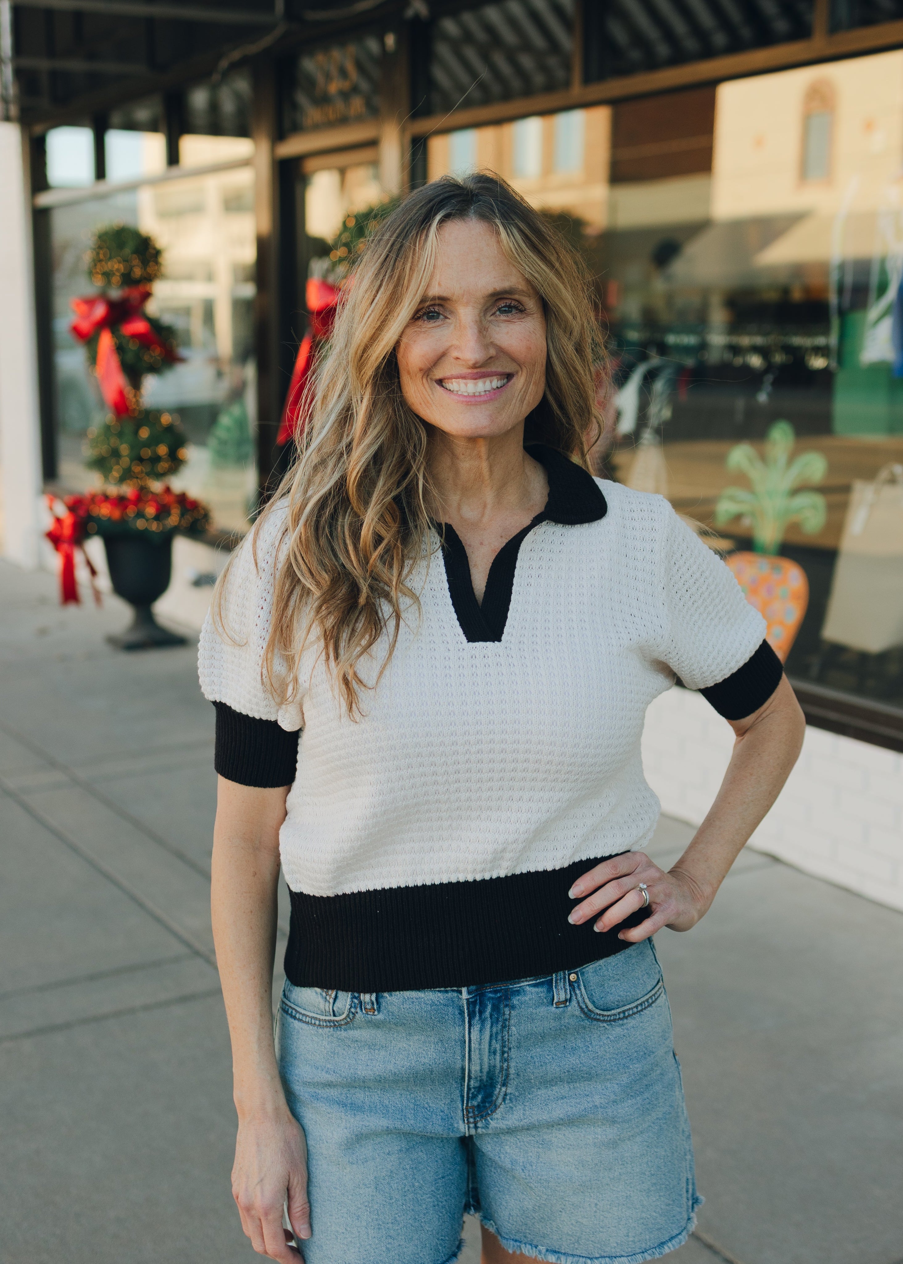 Elan 3/4 Sleeve Collared Sweater