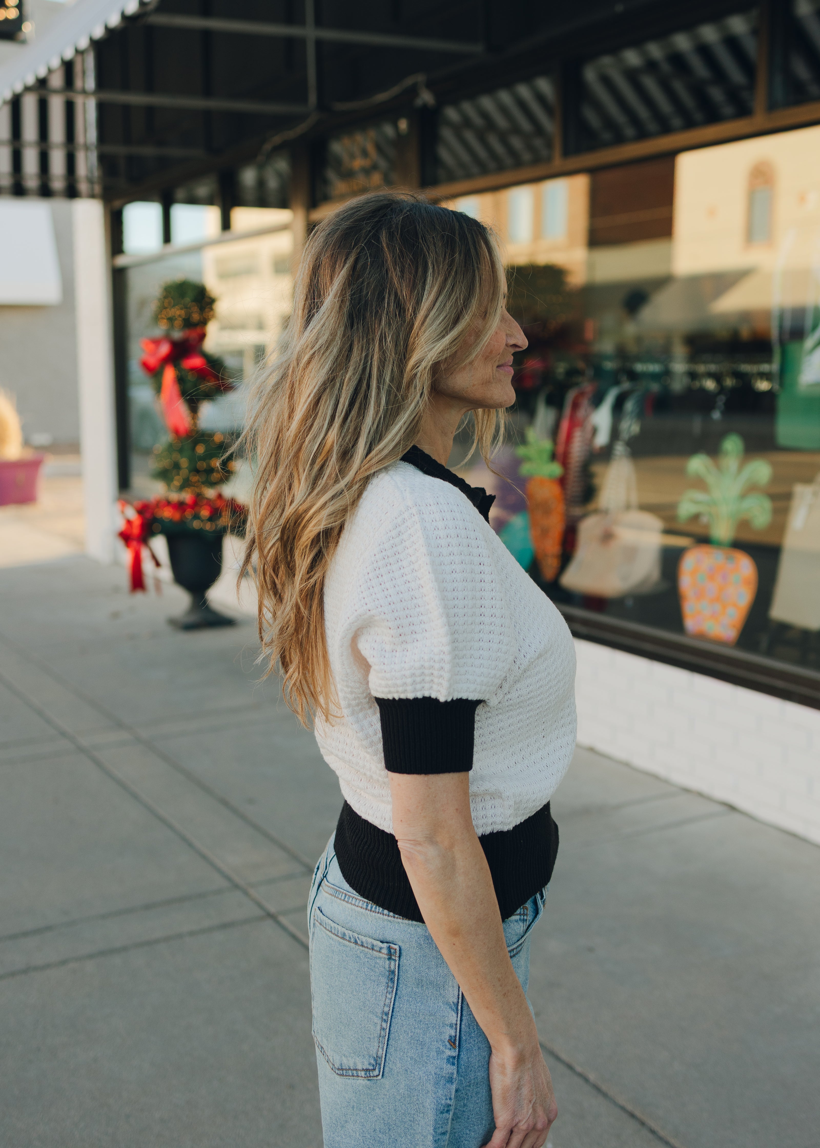 Elan 3/4 Sleeve Collared Sweater