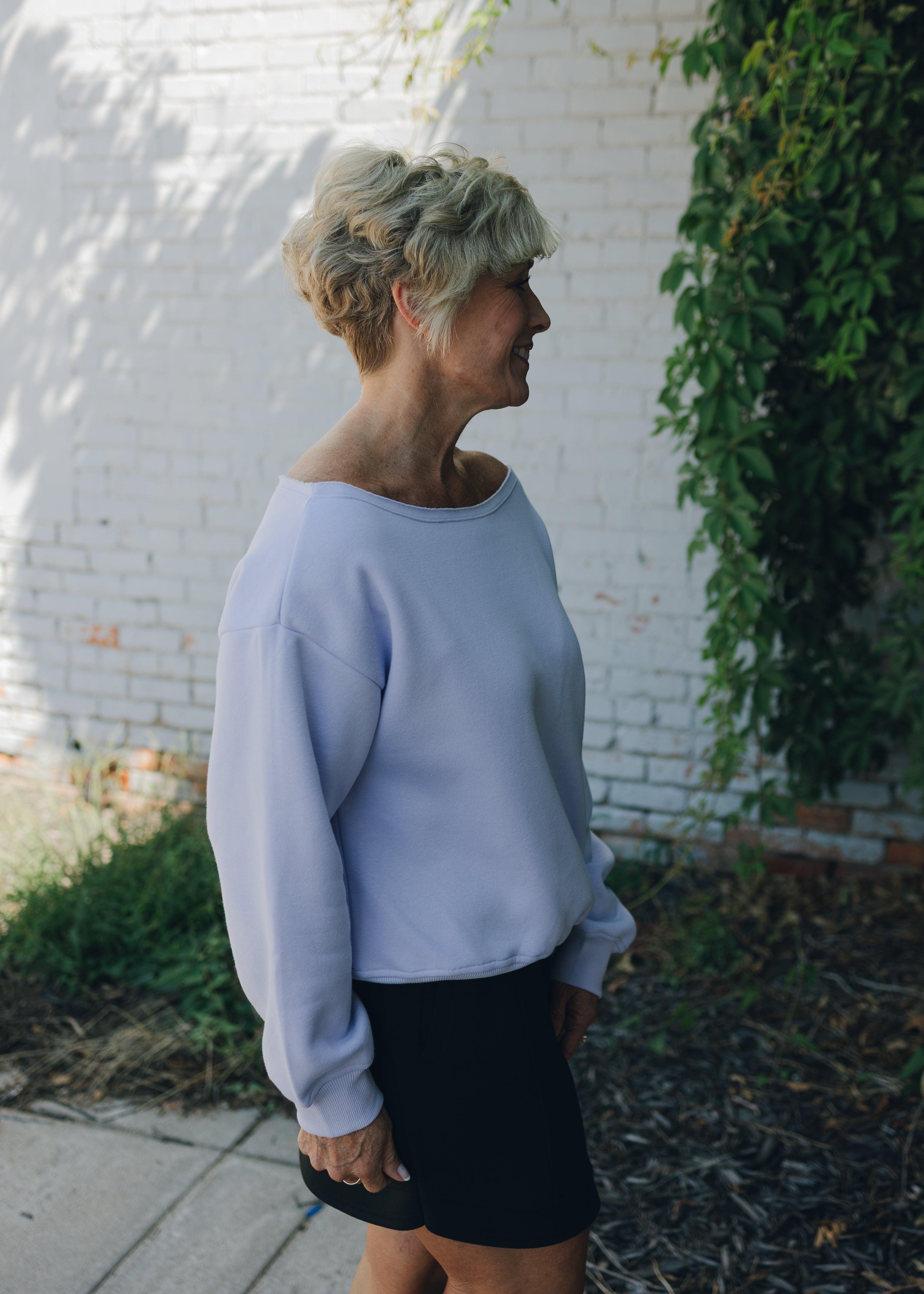 French Terry Fleece Off Shoulder Top