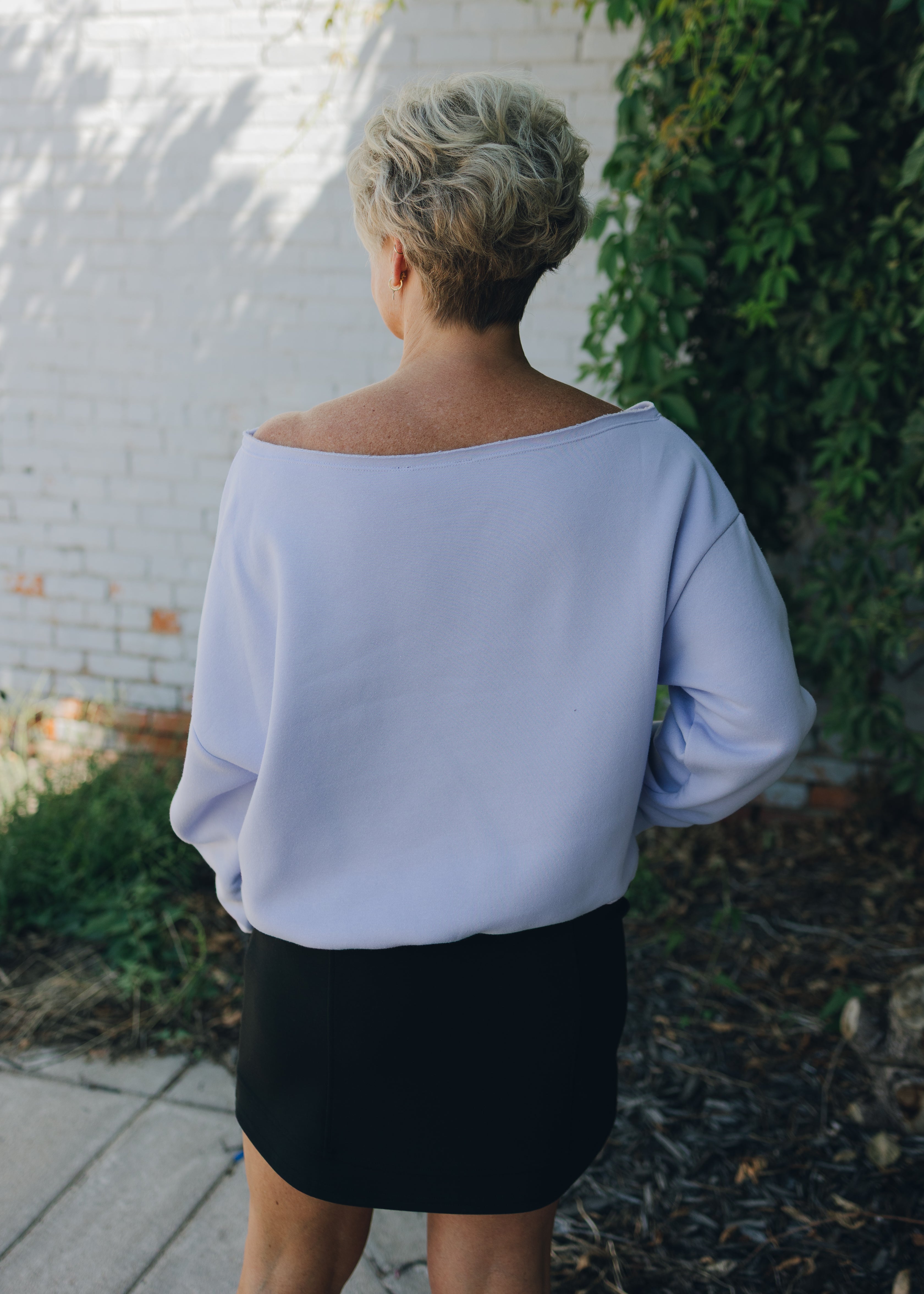 French Terry Fleece Off Shoulder Top