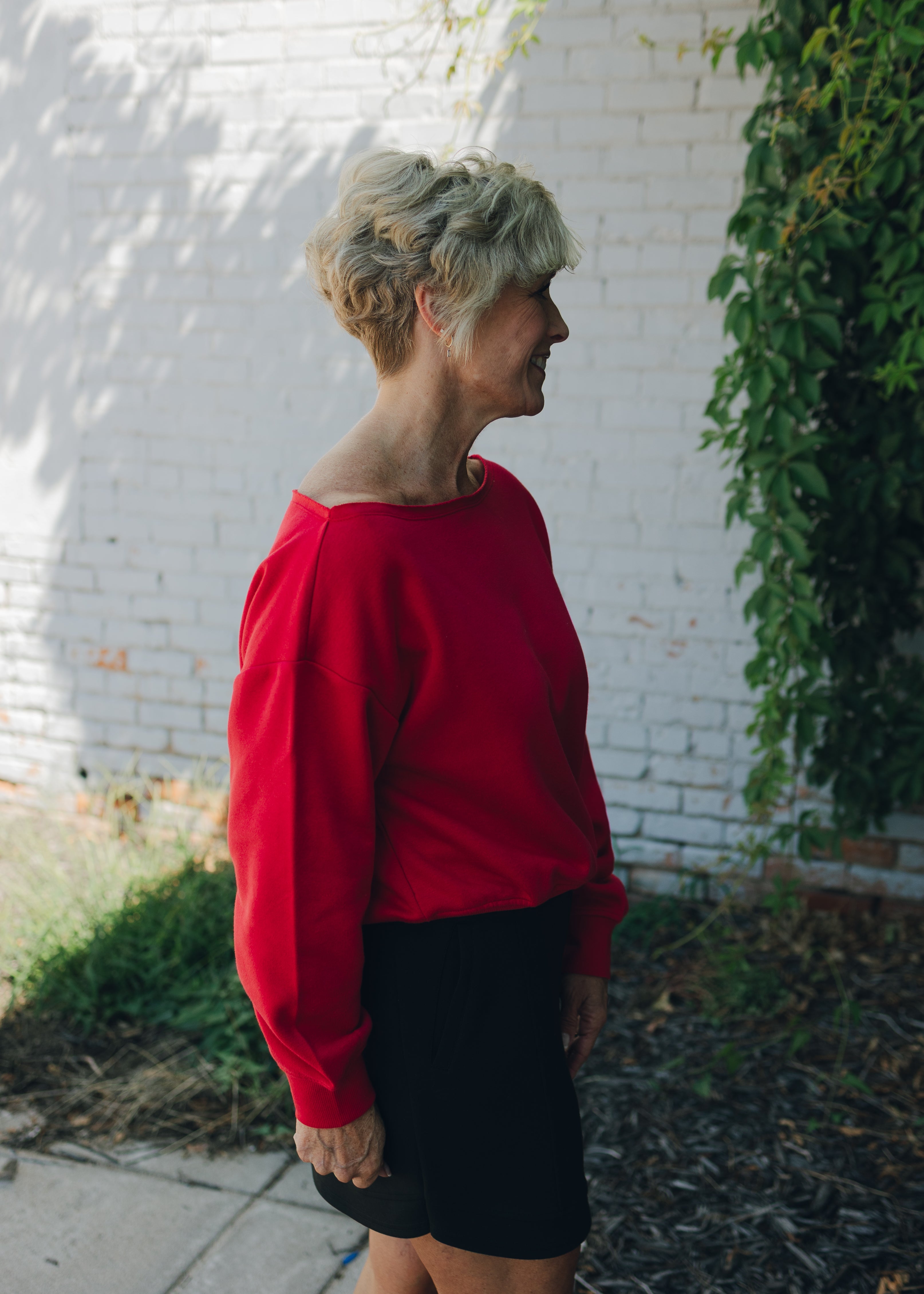 French Terry Fleece Off Shoulder Top