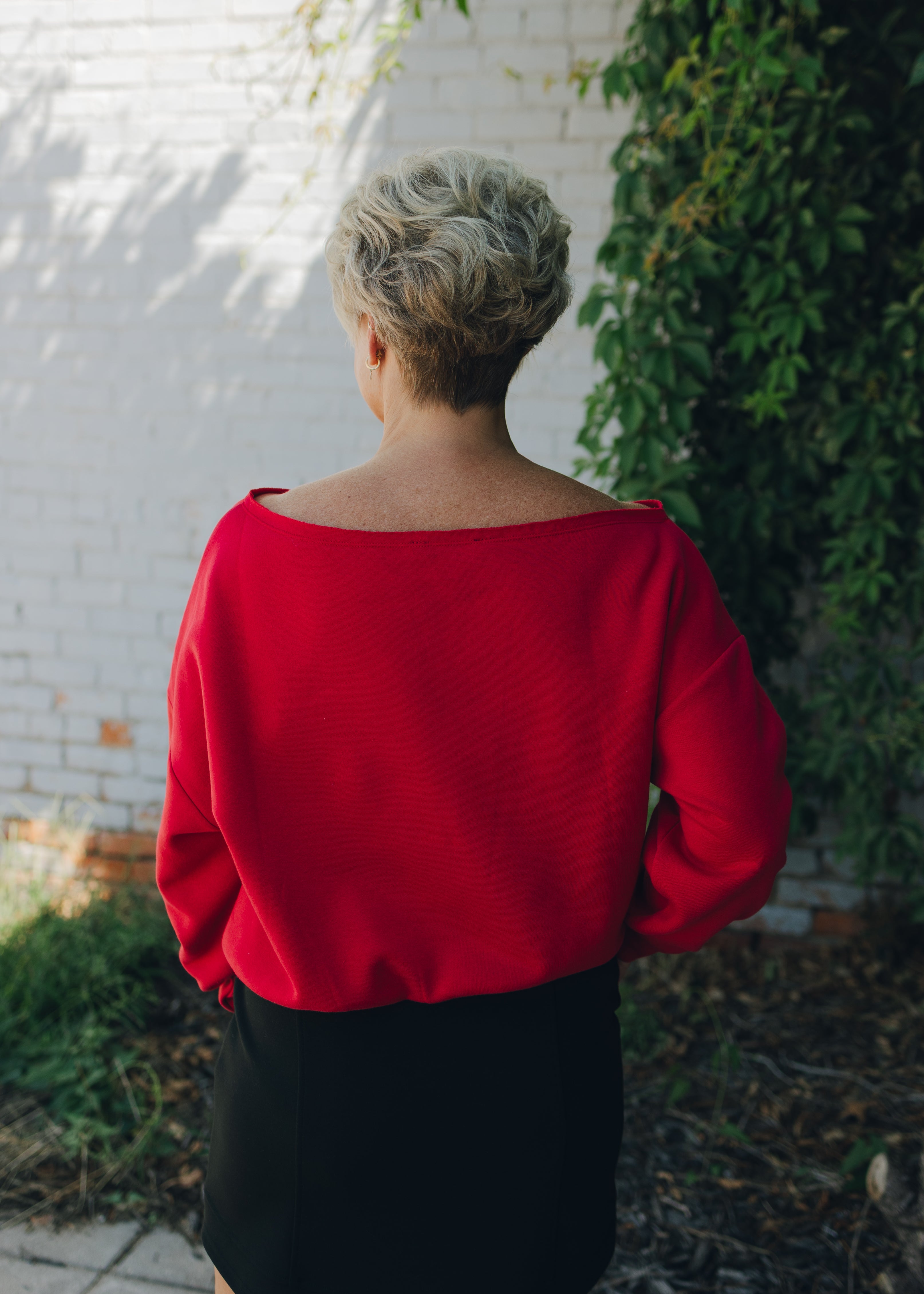 French Terry Fleece Off Shoulder Top