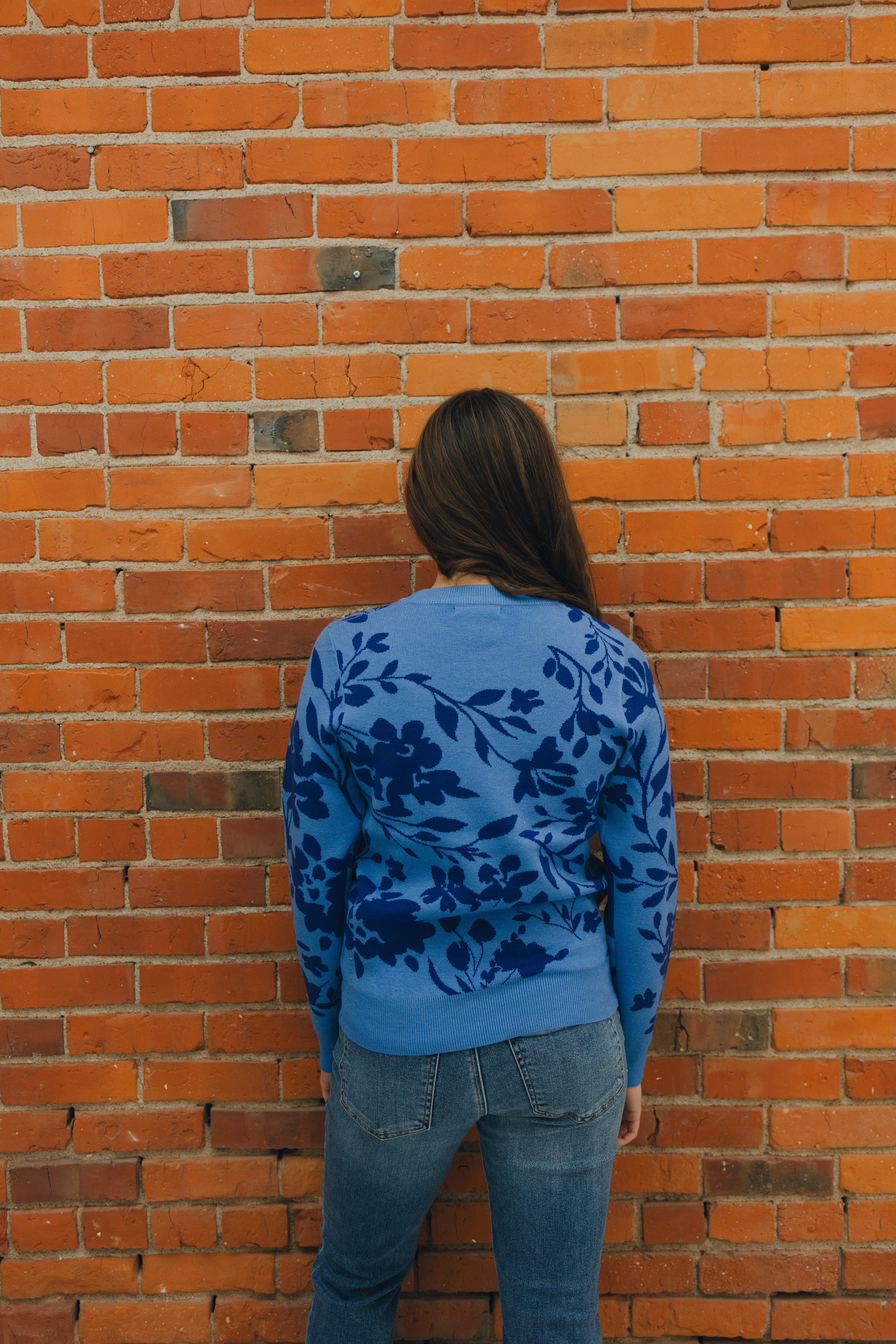 Flower Crewneck Sweater - Blue