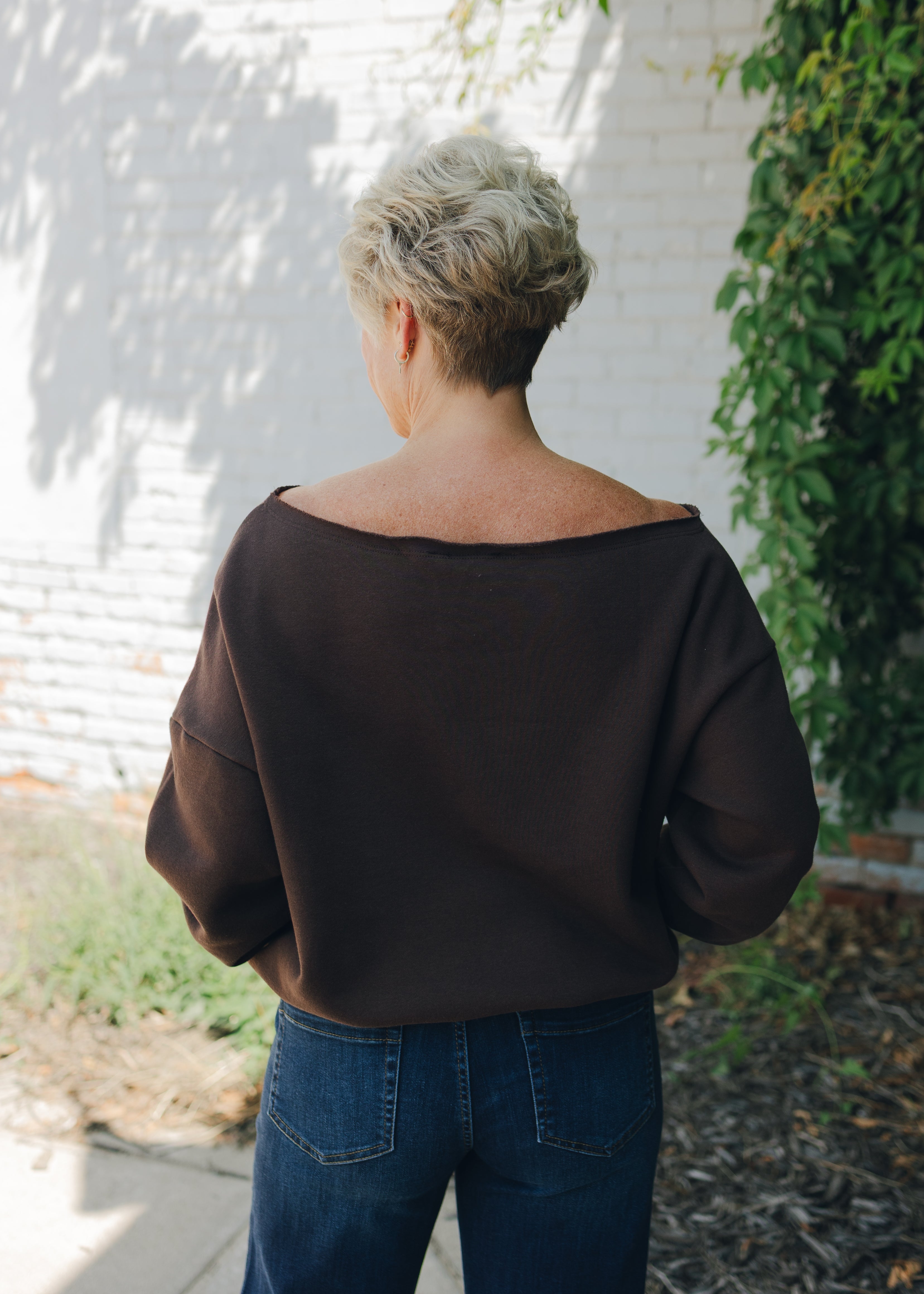 French Terry Fleece Off Shoulder Top