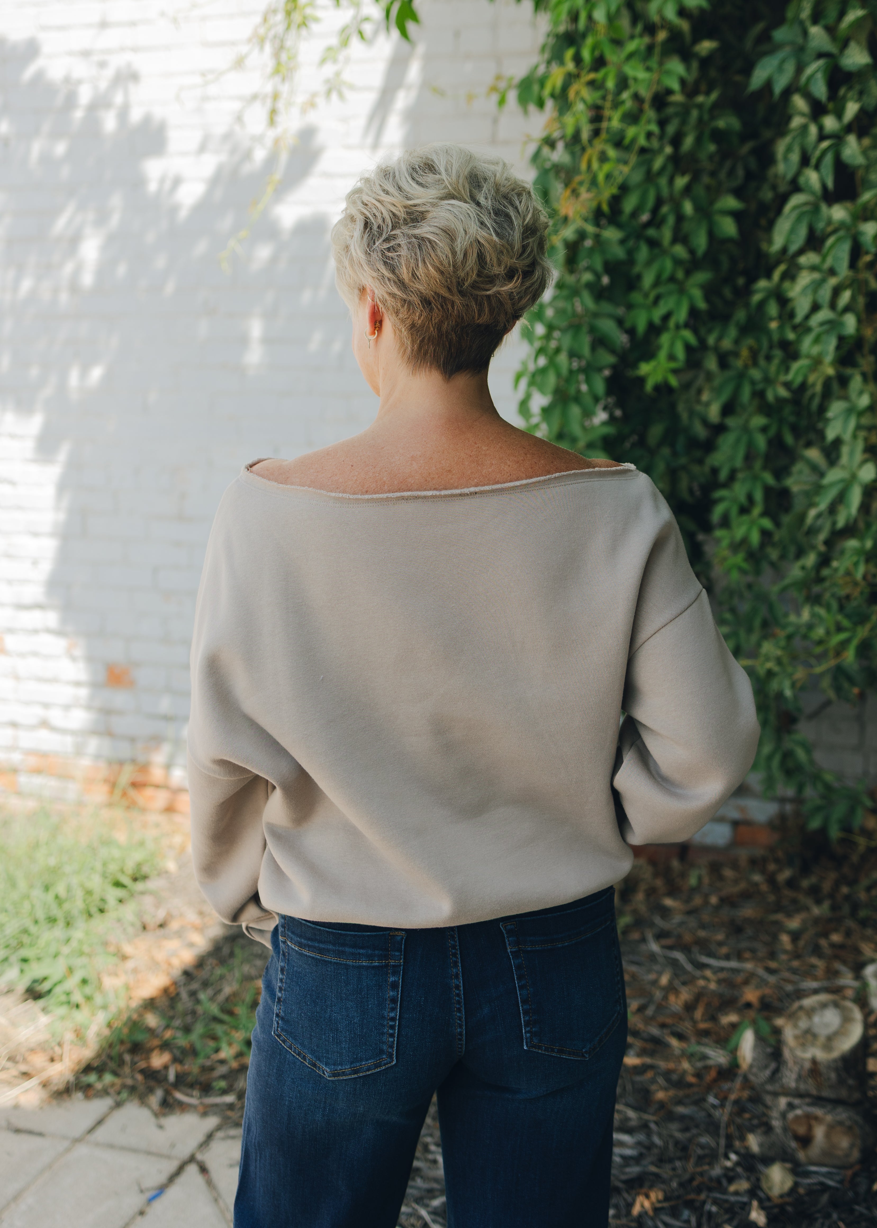 French Terry Fleece Off Shoulder Top