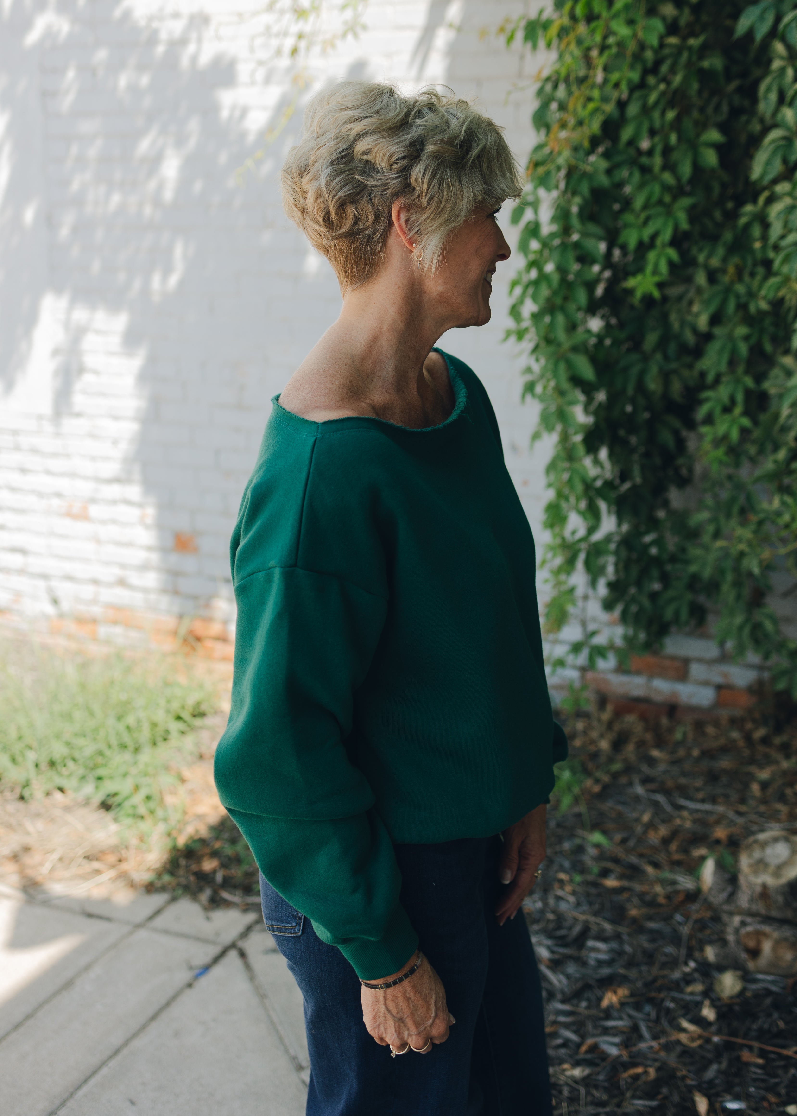 French Terry Fleece Off Shoulder Top