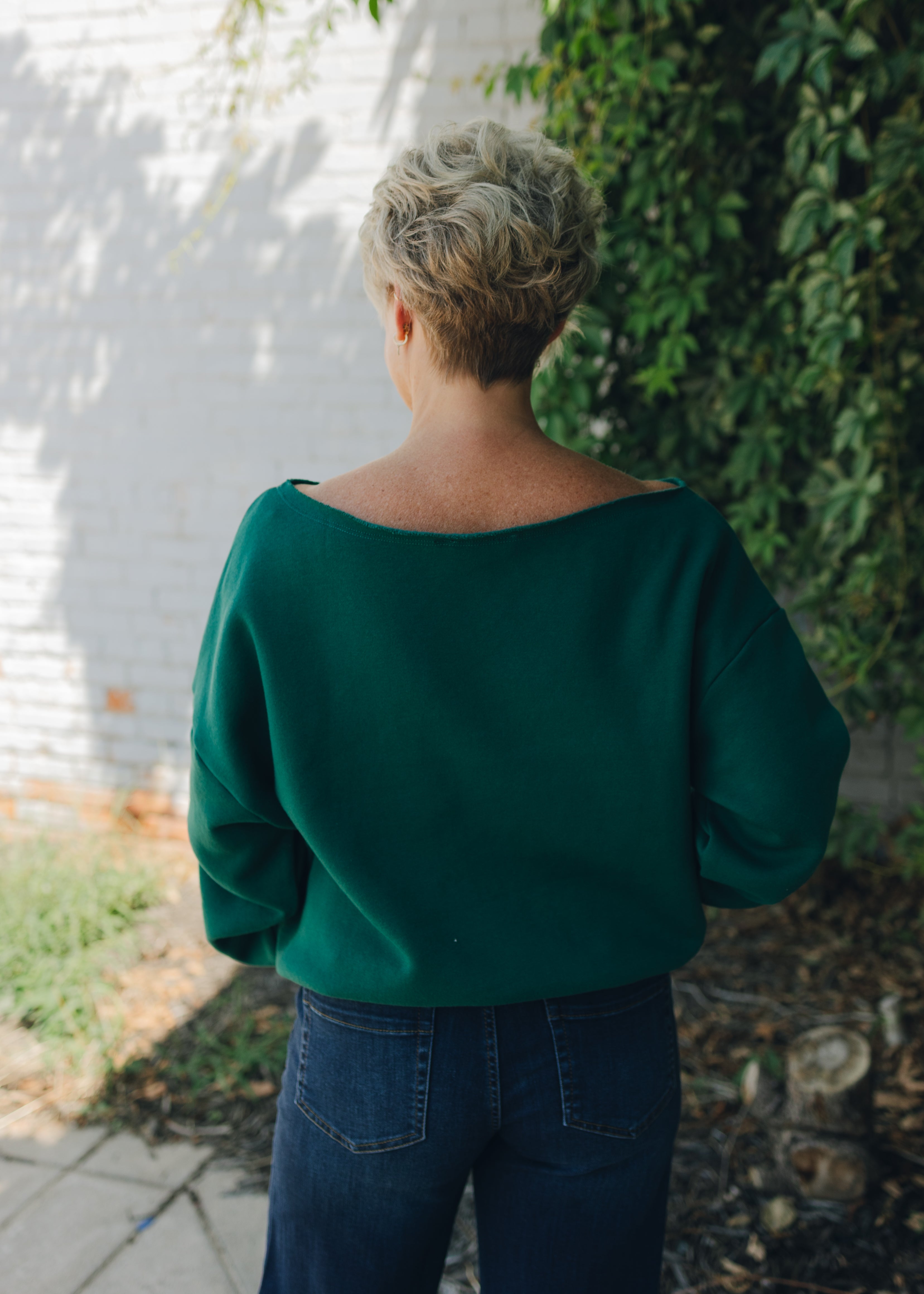 French Terry Fleece Off Shoulder Top