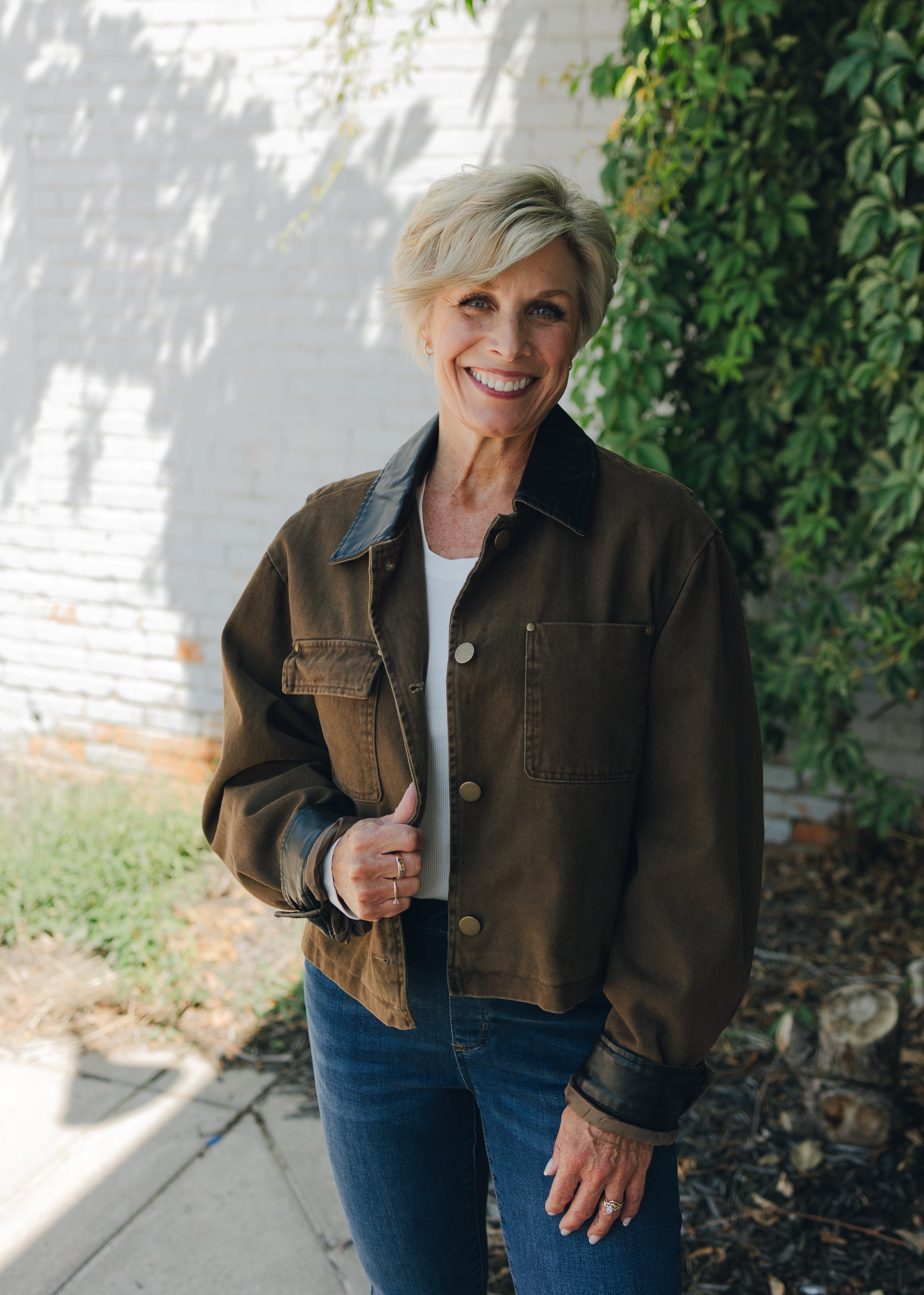 Jacket W/Leather Trim