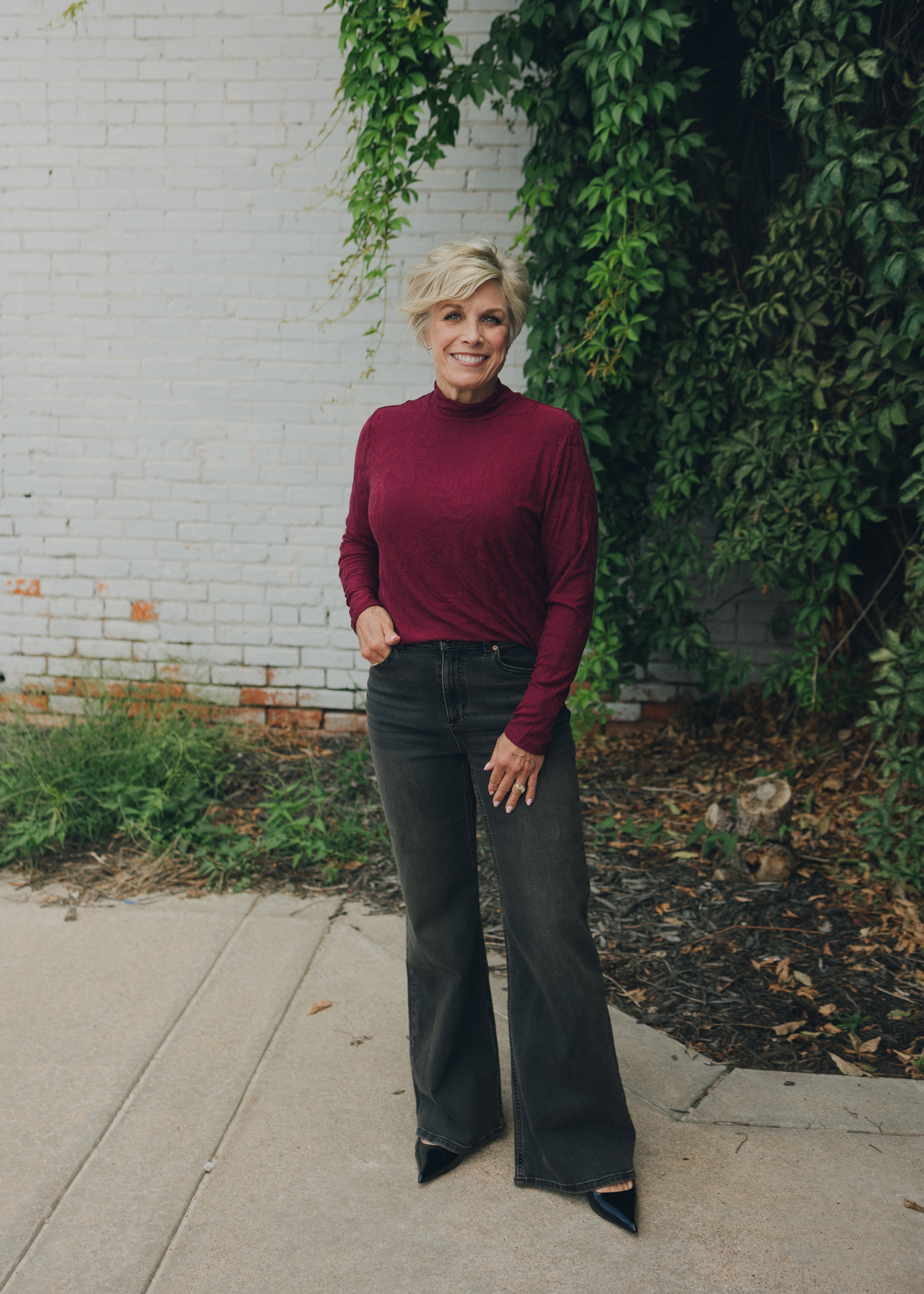 Tribal Brooke Hugging Palazzo Jean - Grey Area