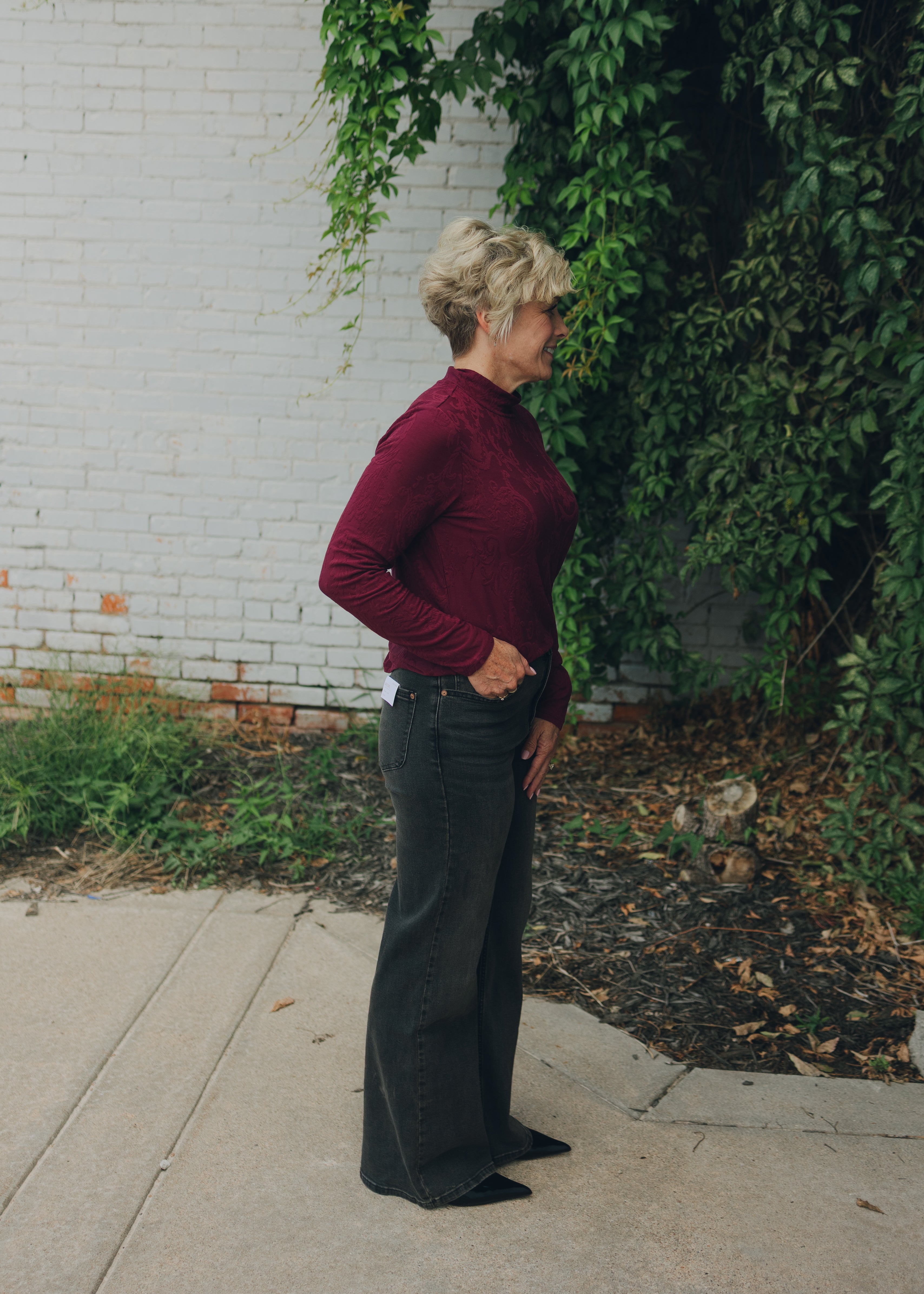 Tribal Brooke Hugging Palazzo Jean - Grey Area