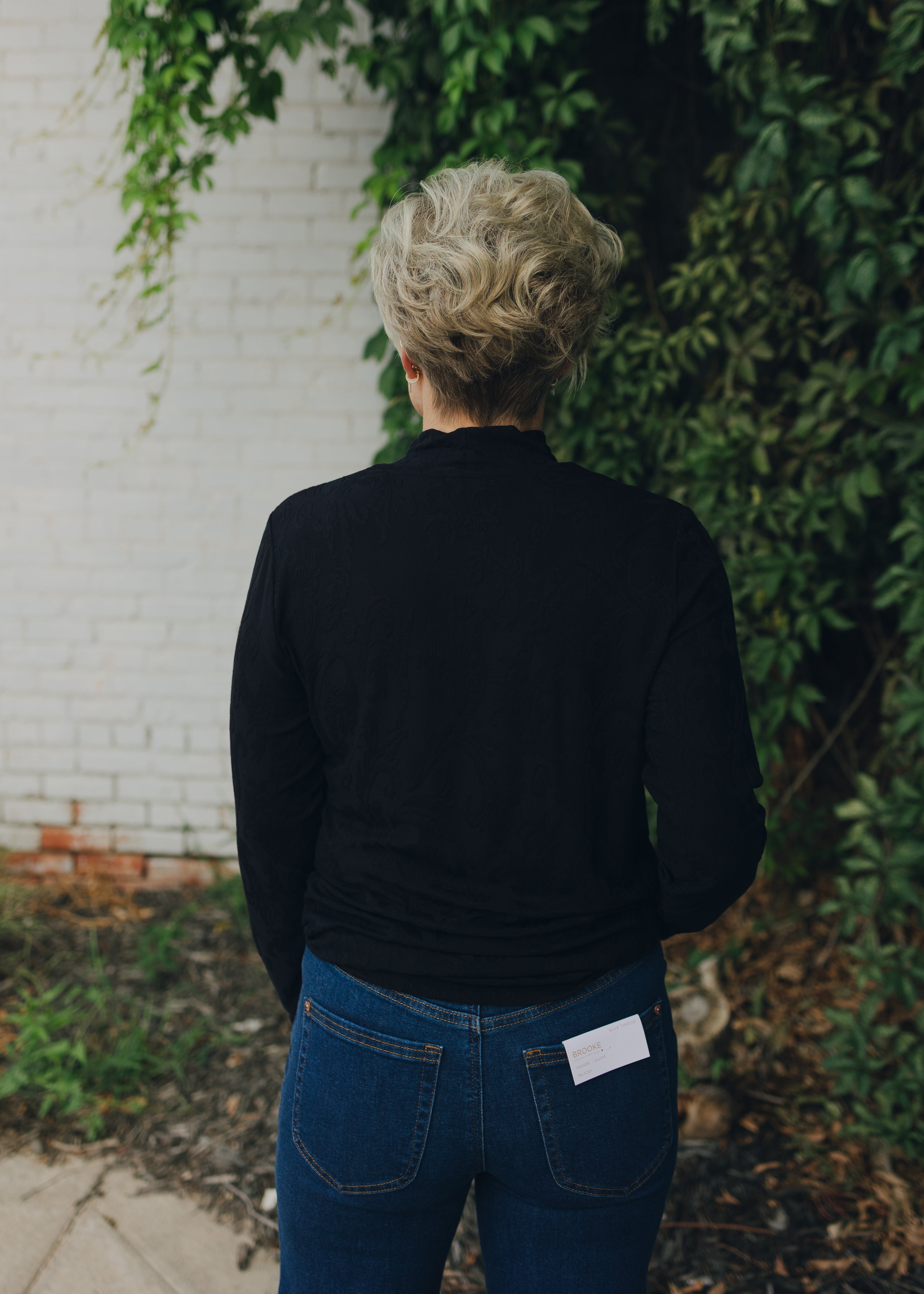 Tribal Mock Neck Top - Black