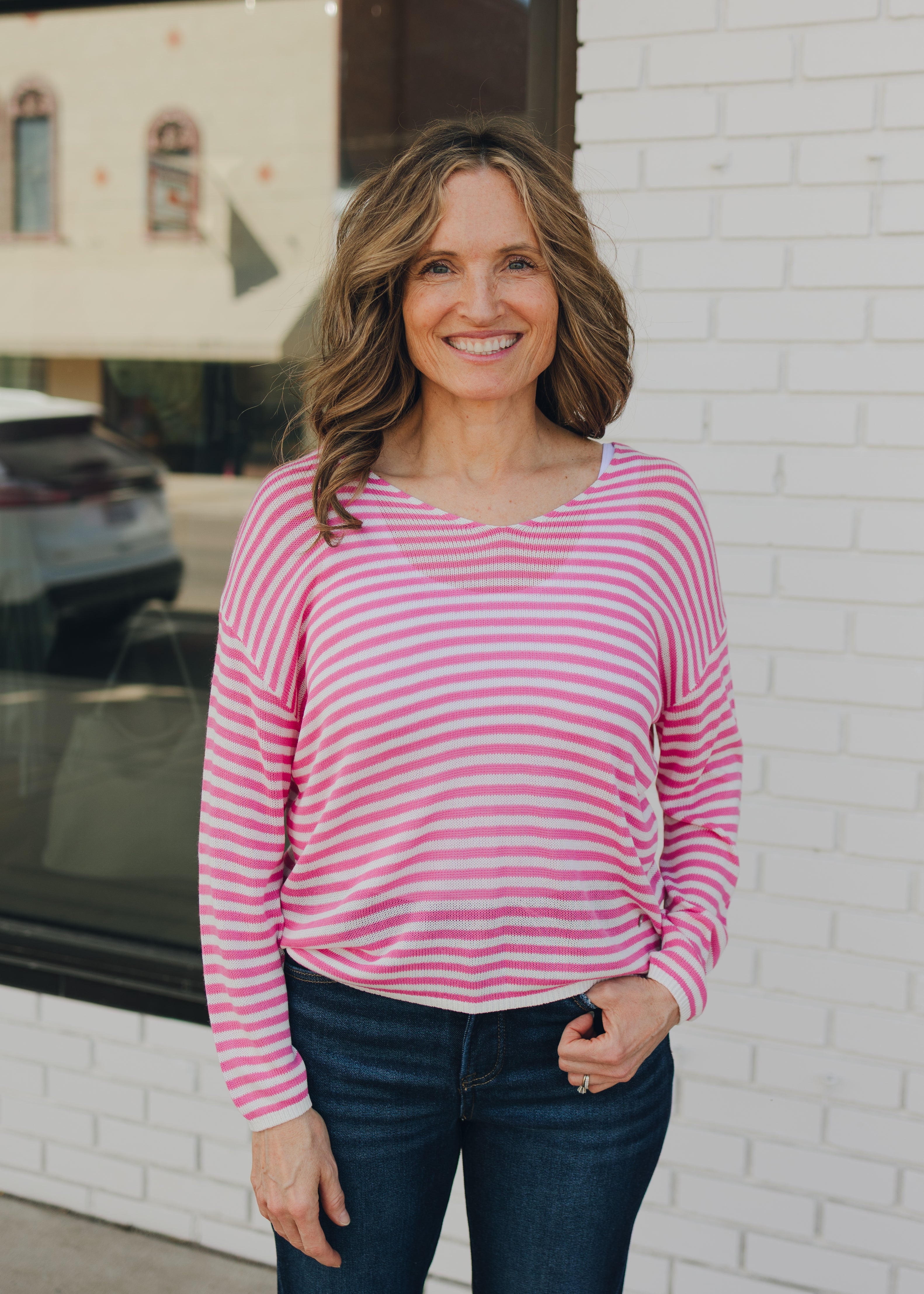 Striped Lightweight Long Sleeve Sweater