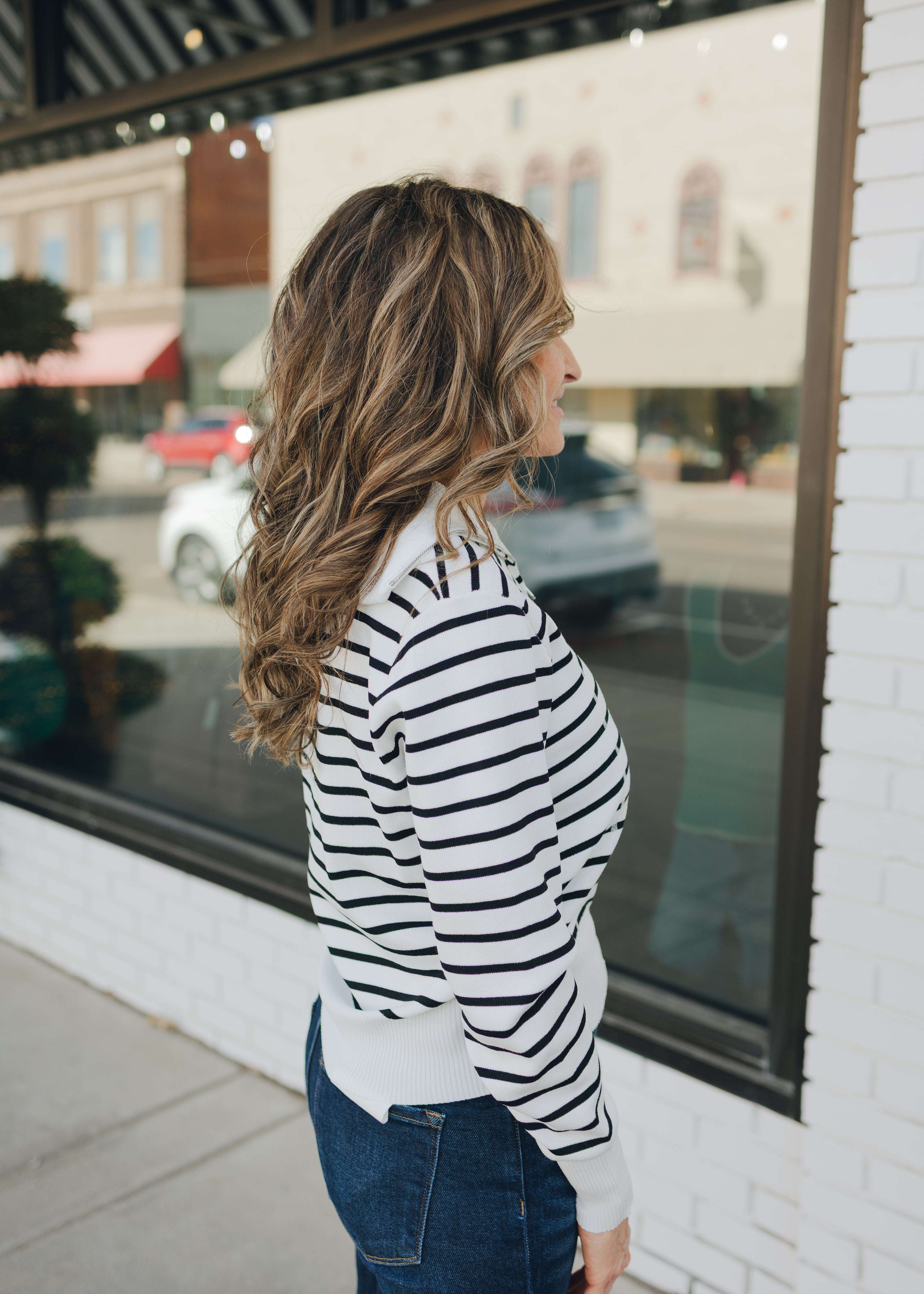 Striped Full Zip Knitted Jacket