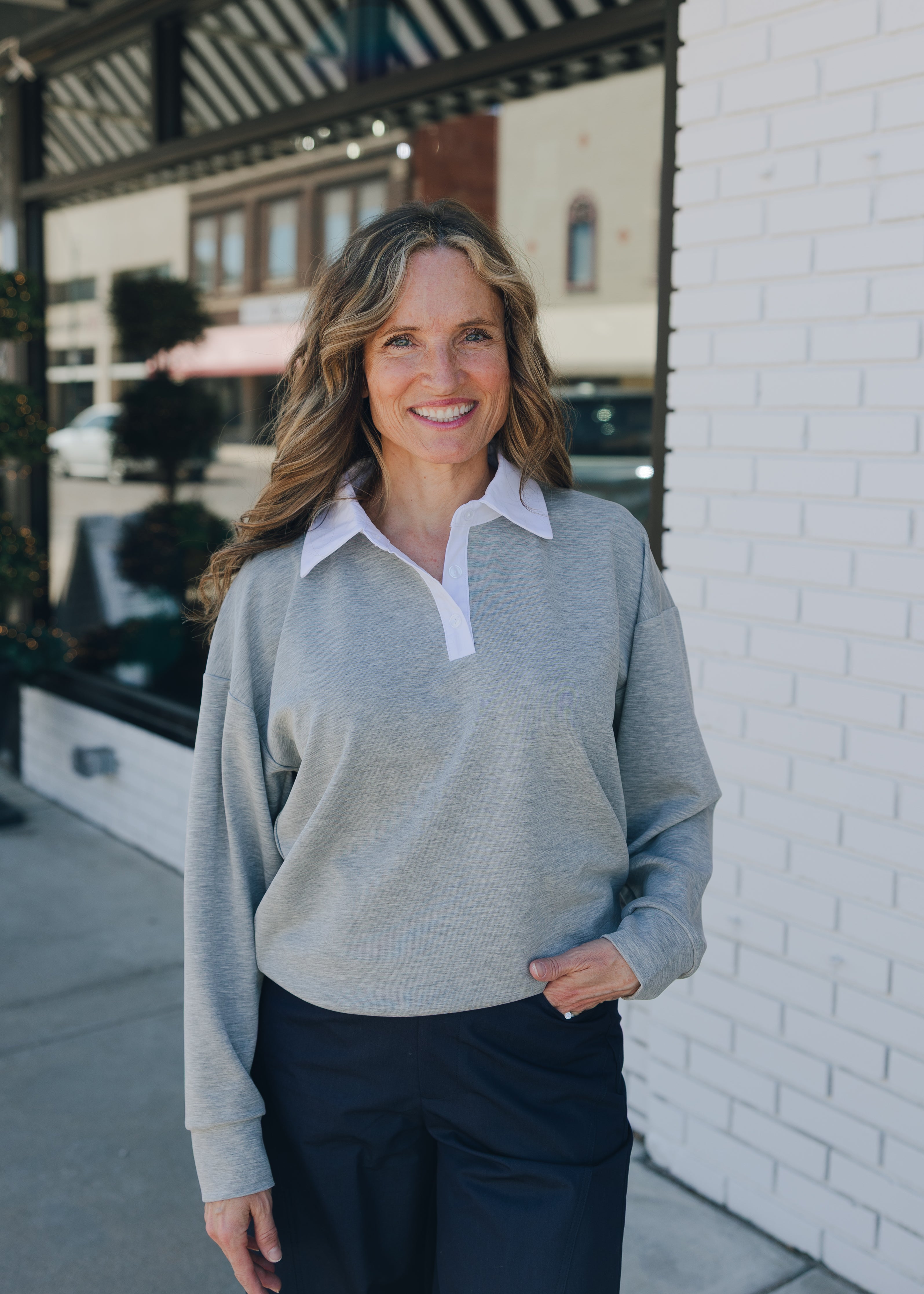 Casual Long Sleeve Polo Sweatshirt