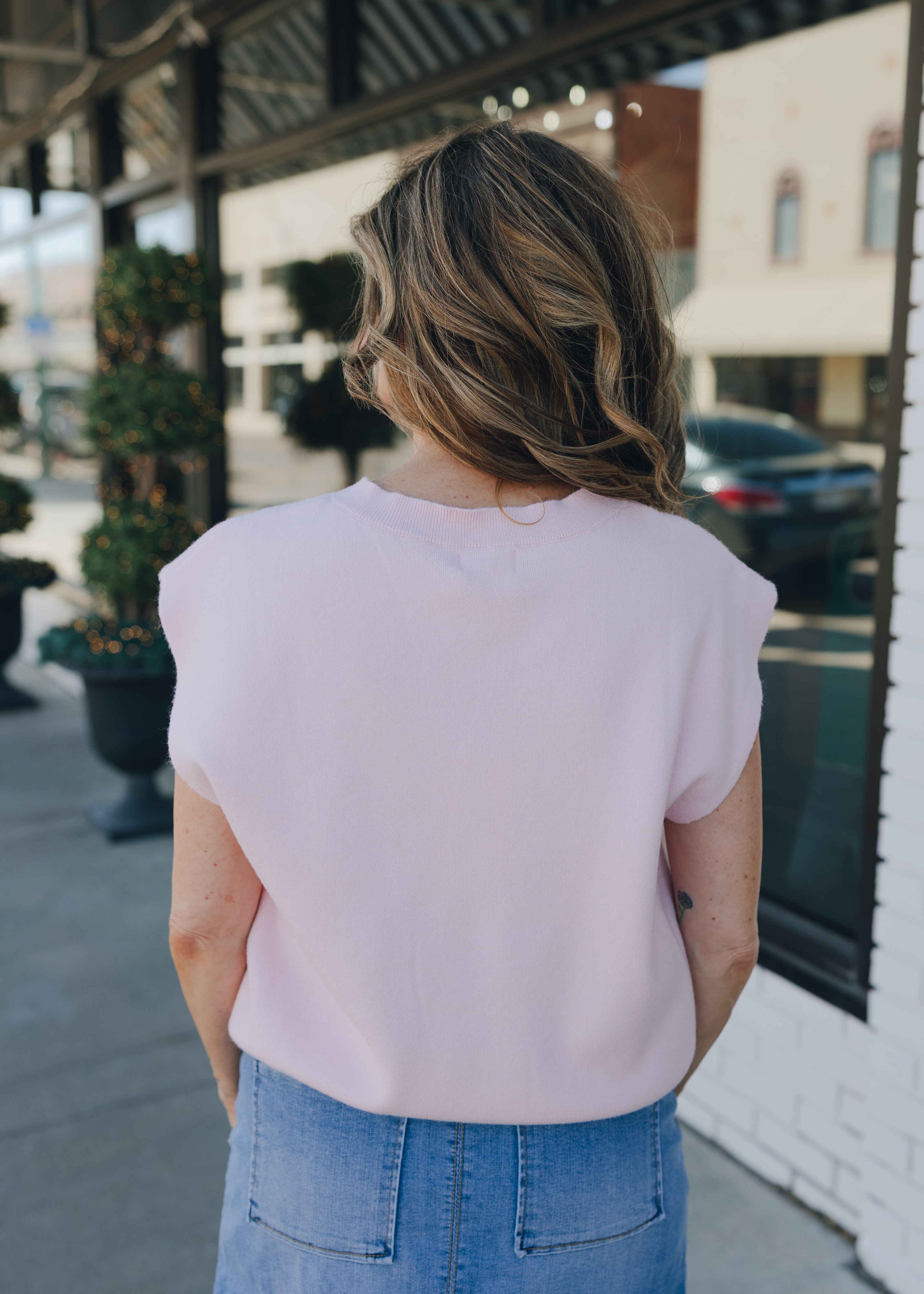 Crewneck Cap Sleeve Sweater