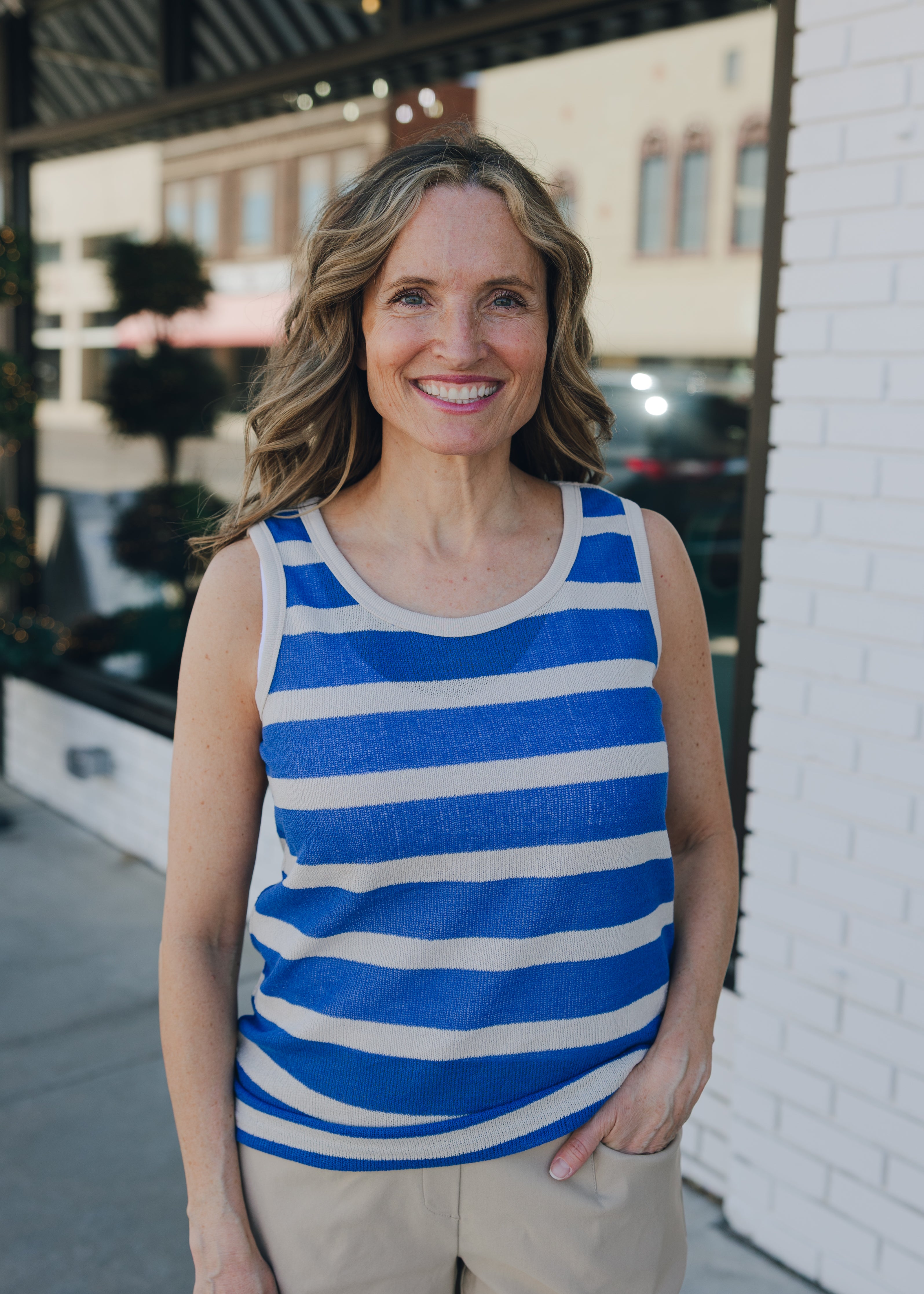 Tribal Sleeveless Top W/ Rib Band