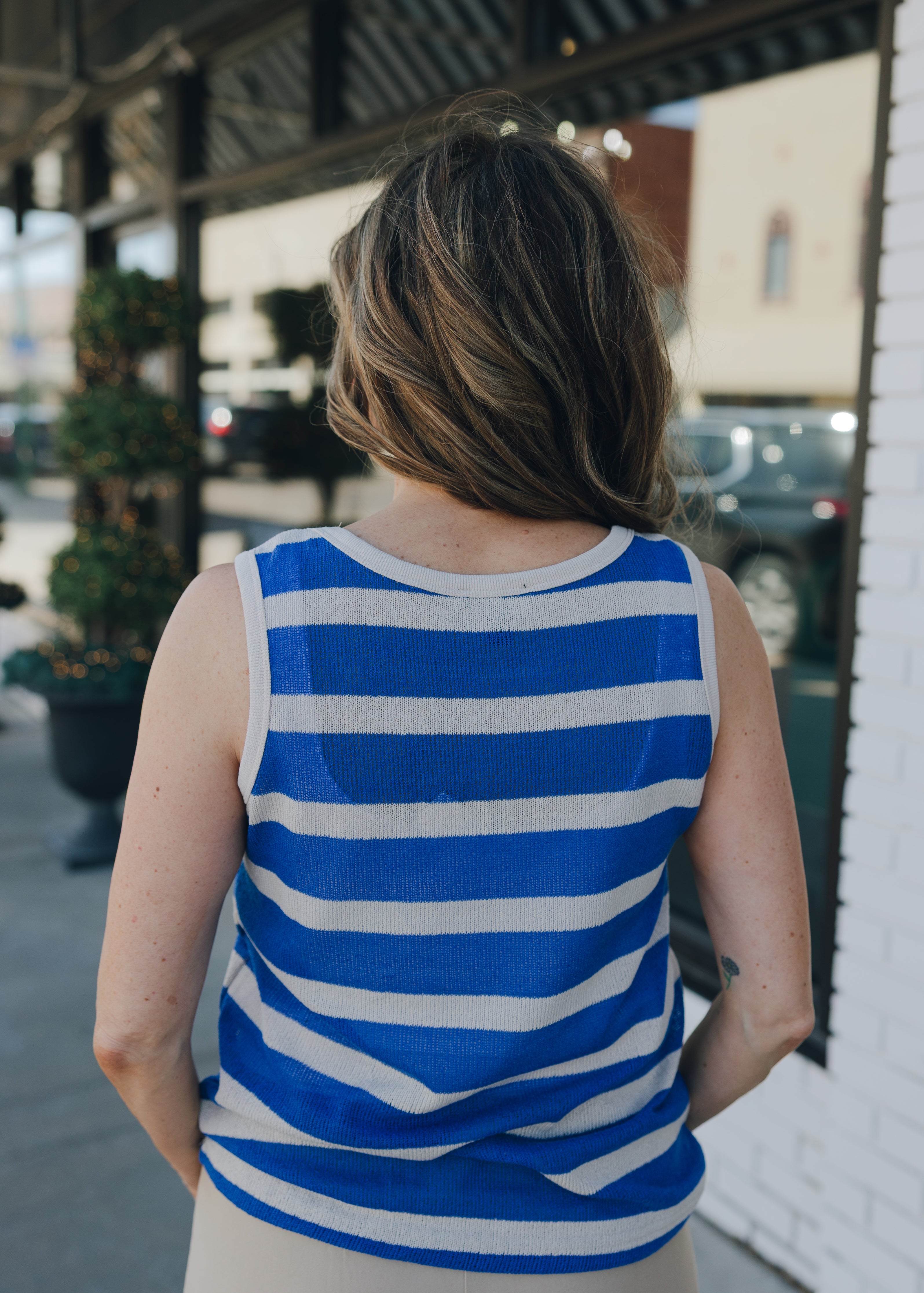 Tribal Sleeveless Top W/ Rib Band
