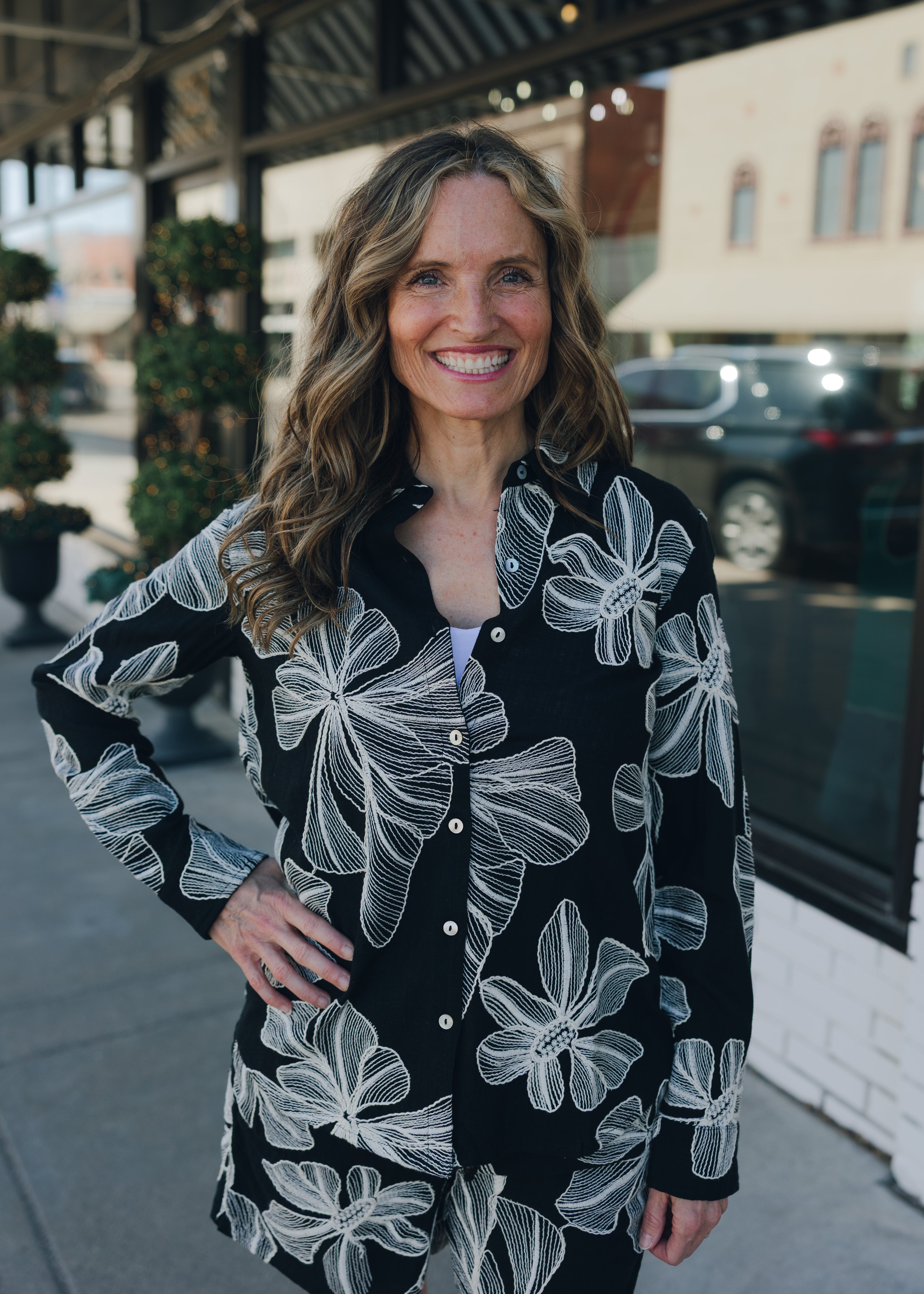 Tribal L/S Button Front Blouse