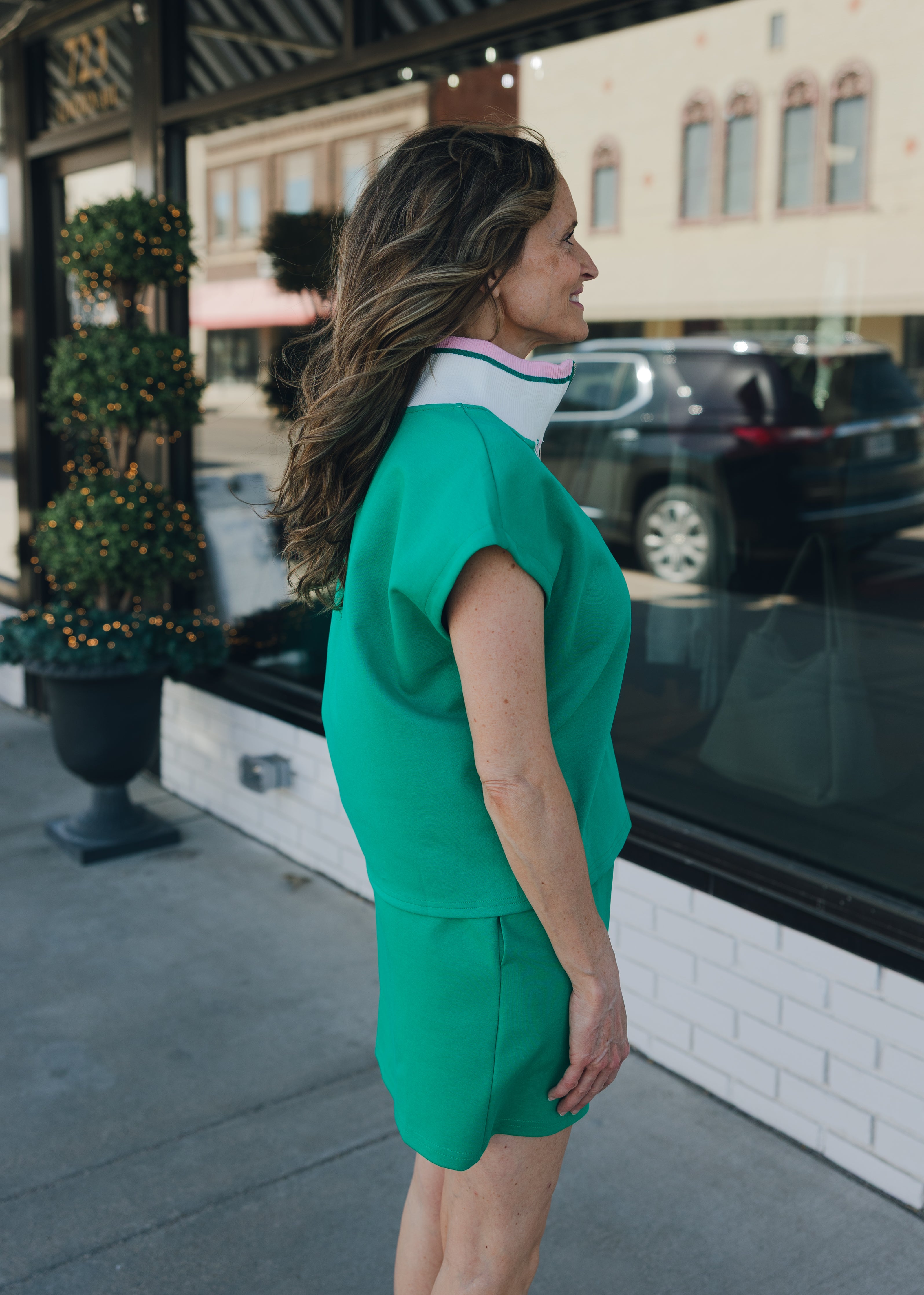 Sleeveless Half-Zip Top W/ Mini Skirt Set
